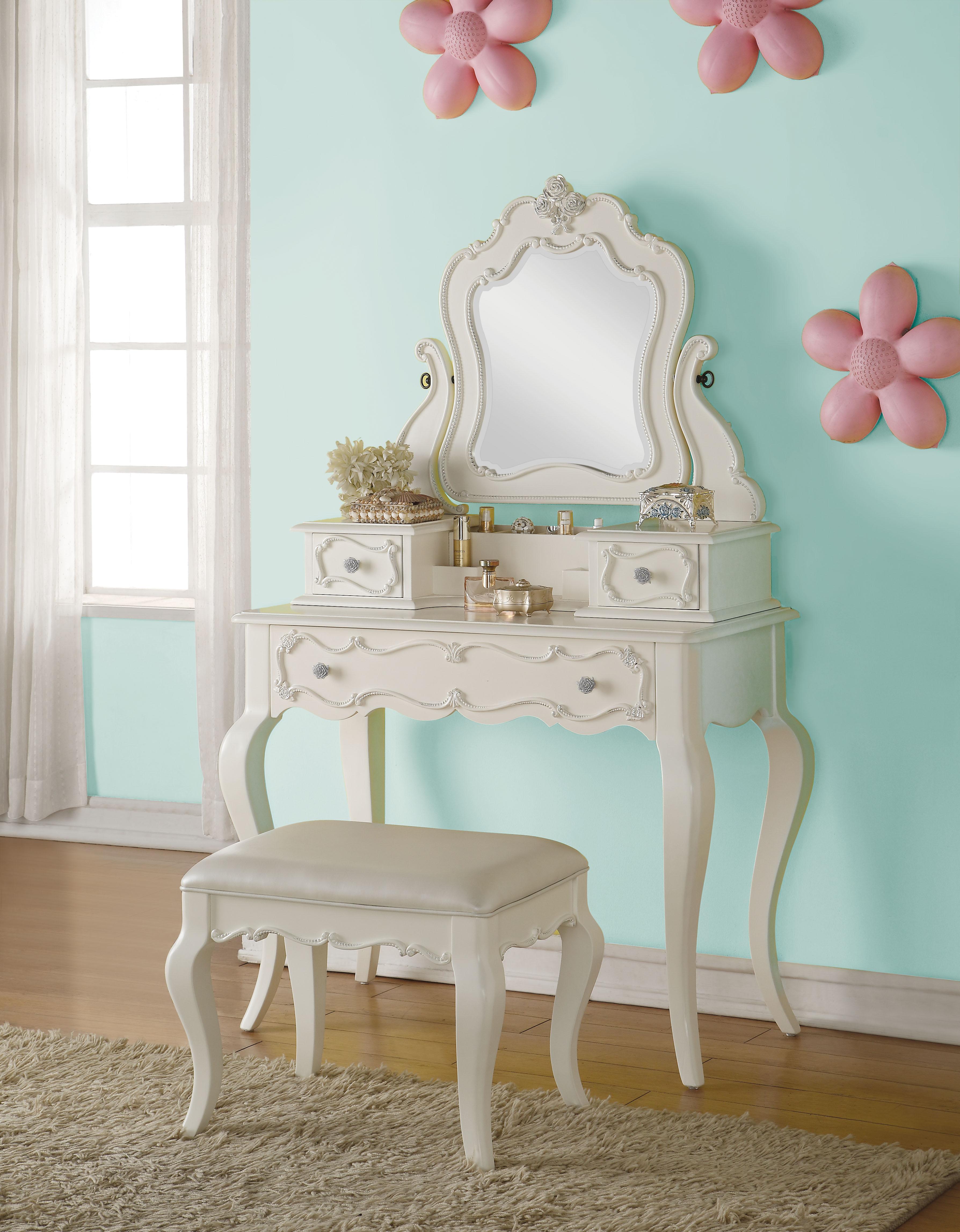 Edalene Pearl White Vanity & Mirror - Luxury Home Furniture (MI)