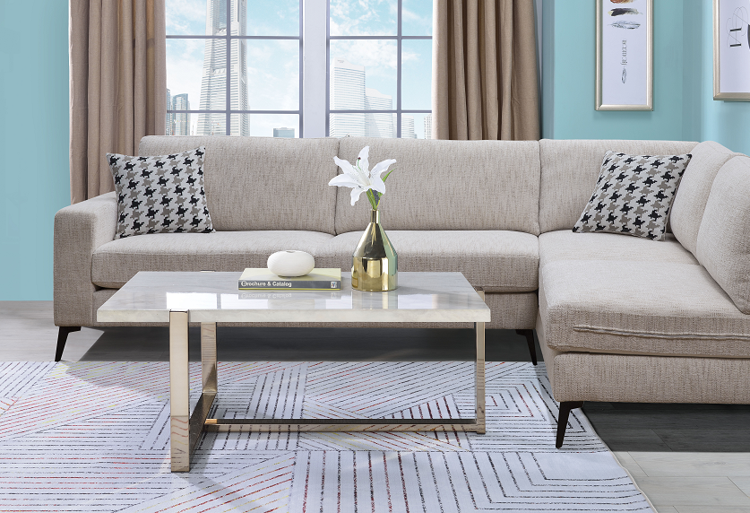 Feit Faux Marble & Champagne Coffee Table - Luxury Home Furniture (MI)