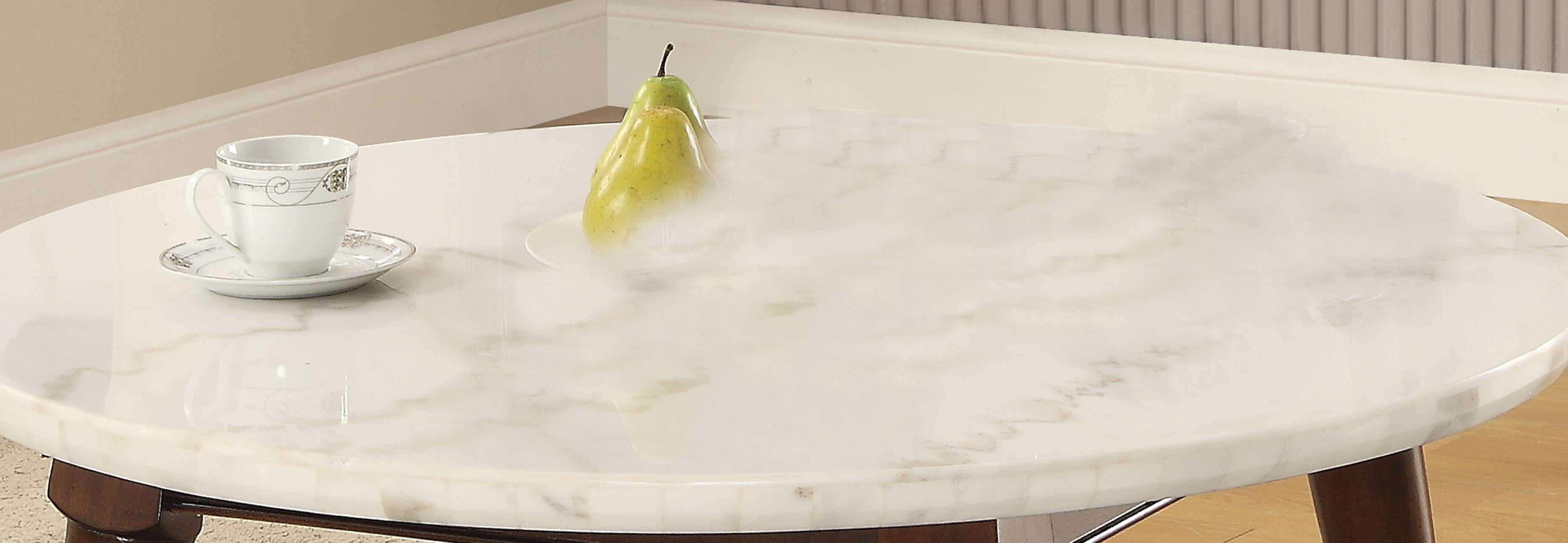 Gasha White Marble & Walnut Coffee Table - Luxury Home Furniture (MI)