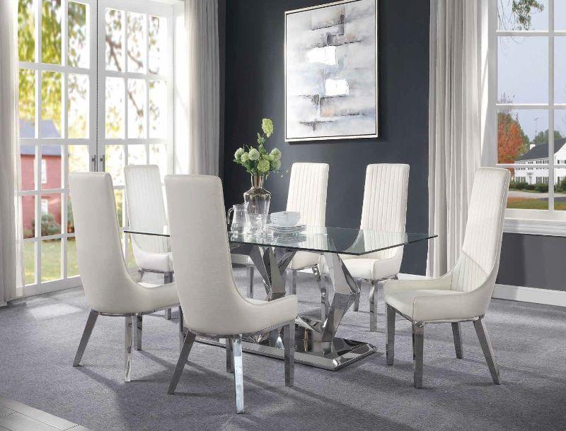 Gianna Clear Glass & Stainless Steel Dining Room Set - Luxury Home Furniture (MI)