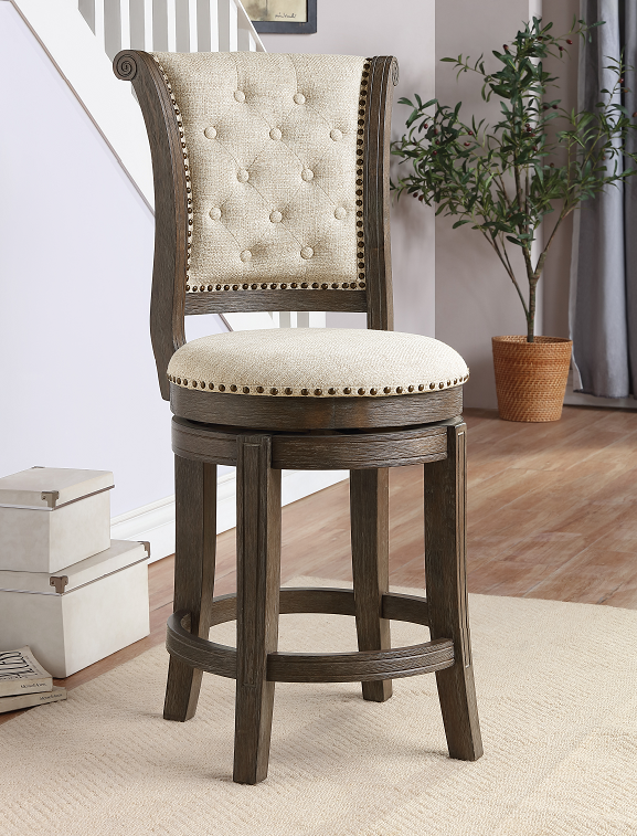 Glison Beige Fabric & Walnut Counter Height Chair (1Pc) - Luxury Home Furniture (MI)