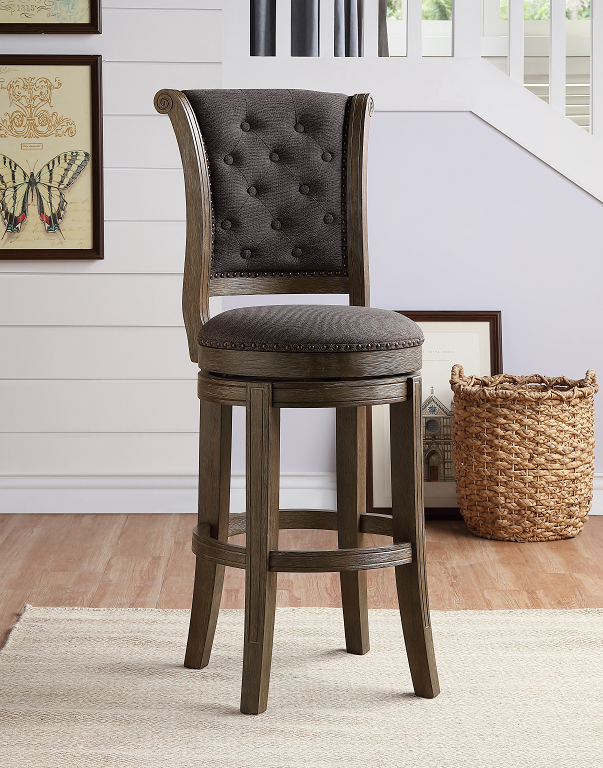 Glison Charcoal Fabric & Walnut Counter Height Chair (1Pc) - Luxury Home Furniture (MI)