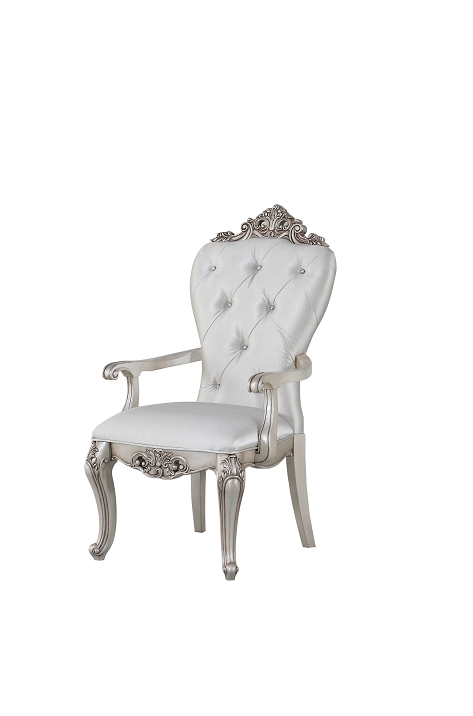 Gorsedd Cream Fabric & Antique White Arm Chair - Luxury Home Furniture (MI)