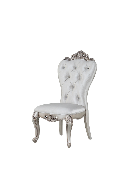 Gorsedd Cream Fabric & Antique White Side Chair - Luxury Home Furniture (MI)