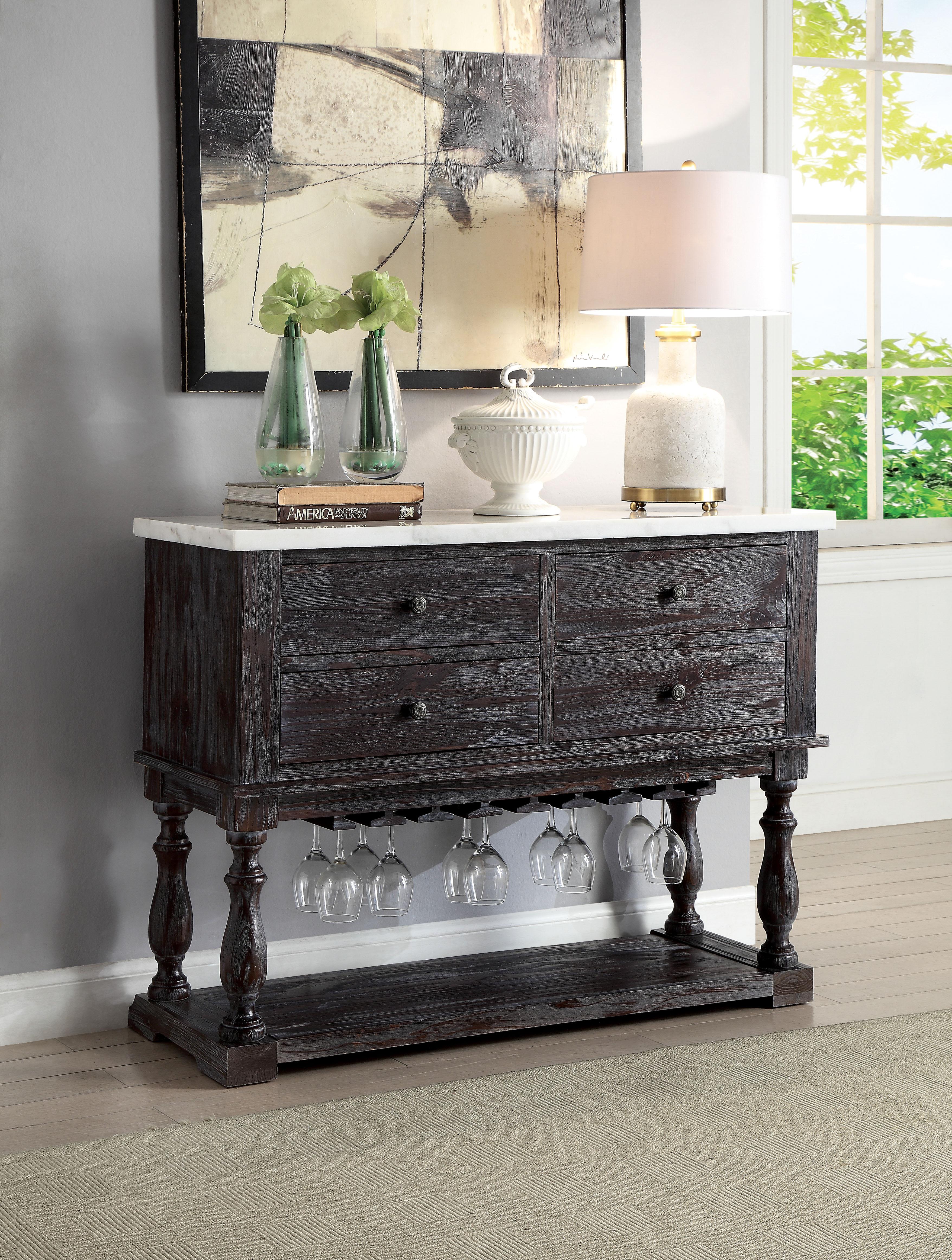 Gerardo White Marble & Weathered Espresso Server - Luxury Home Furniture (MI)