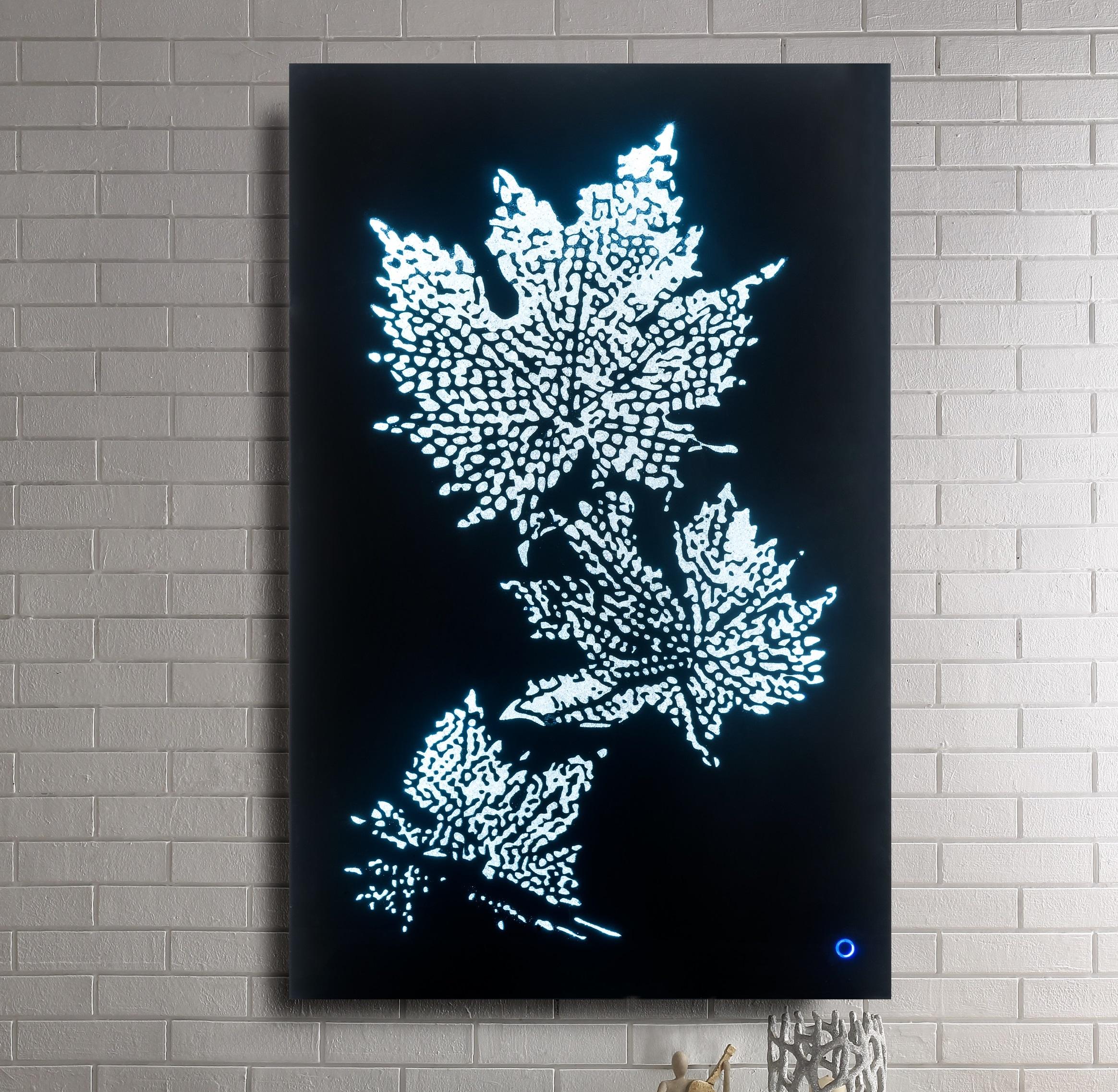 Hadrias Smoky Glass & Faux Crystal Wall Art (LED) - Luxury Home Furniture (MI)