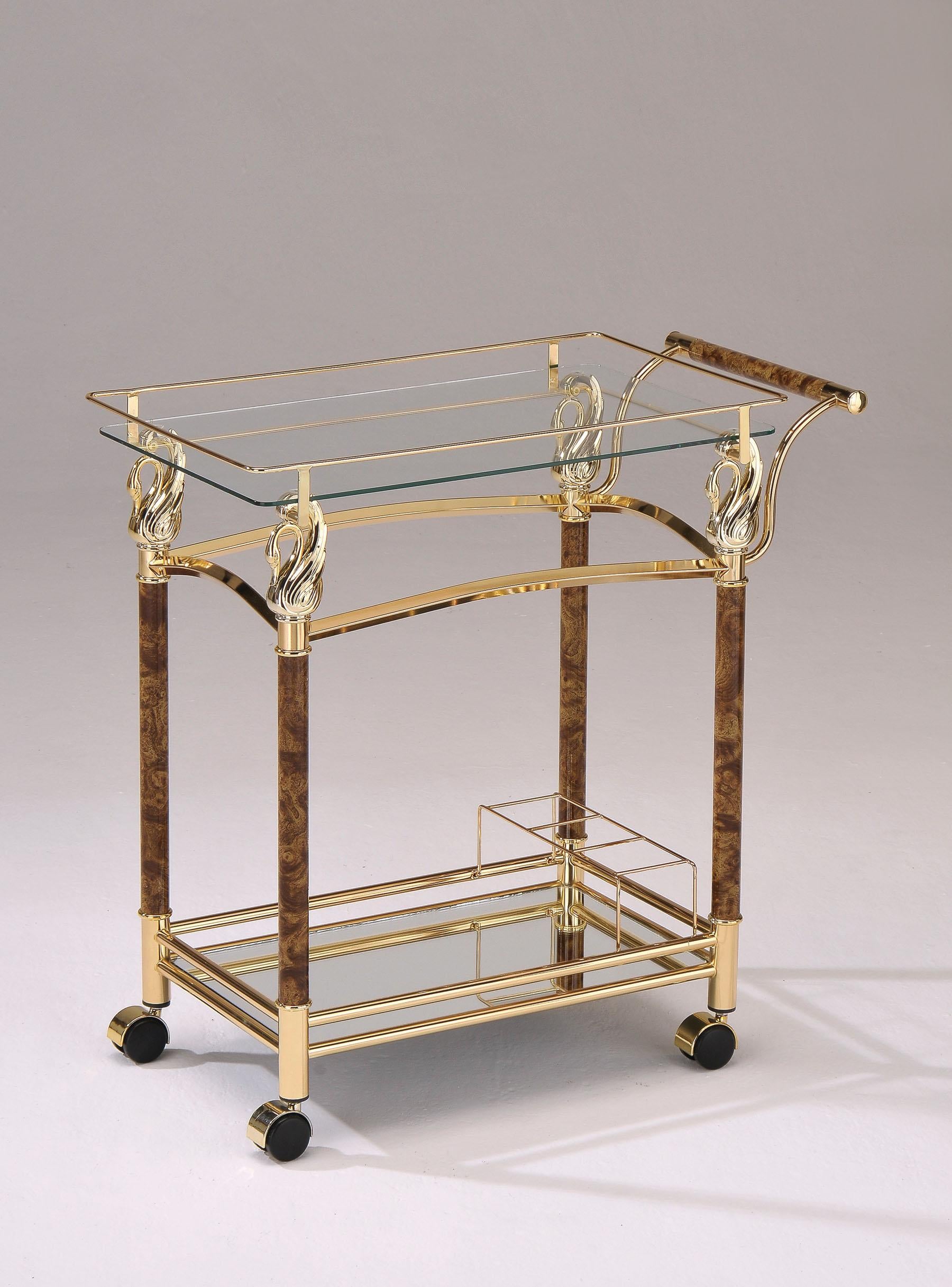 Helmut Gold Plated & Clear Glass - Tempered Serving Cart - Luxury Home Furniture (MI)