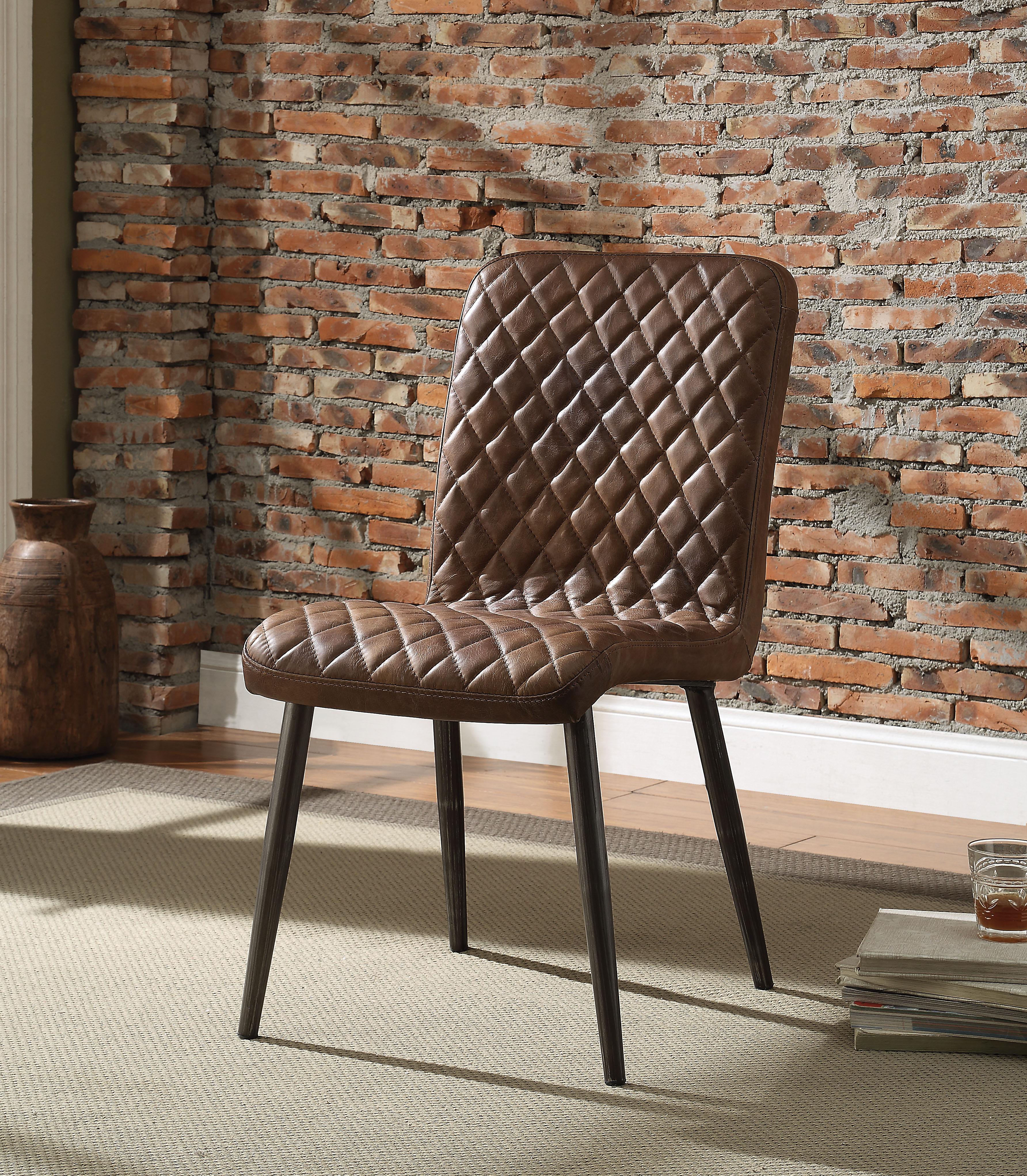 Hosmer Vintage Chocolate Top Grain Leather & Antique Black Side Chair - Luxury Home Furniture (MI)