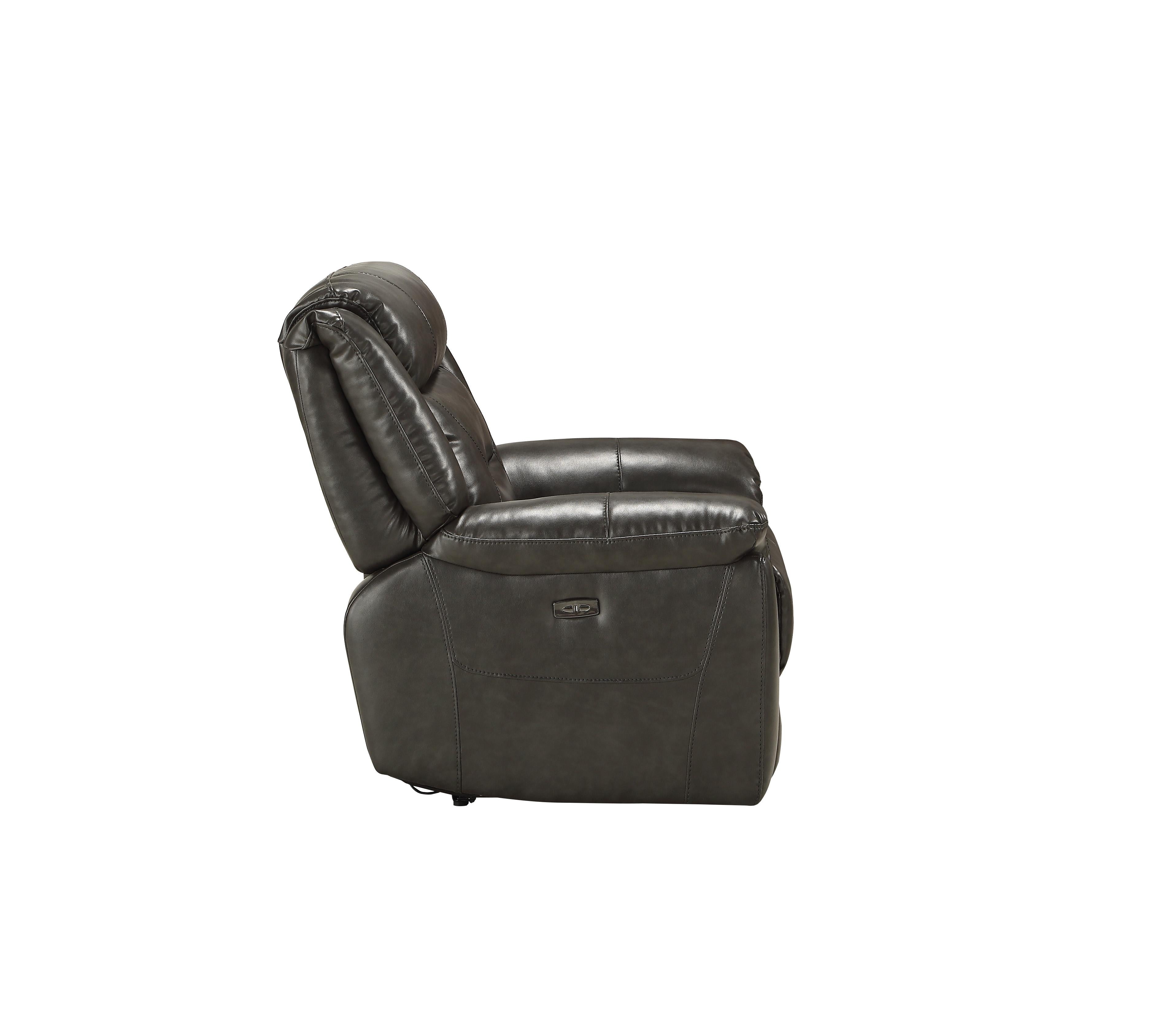 Imogen Gray Leather-Aire Recliner (Power Motion) - Luxury Home Furniture (MI)