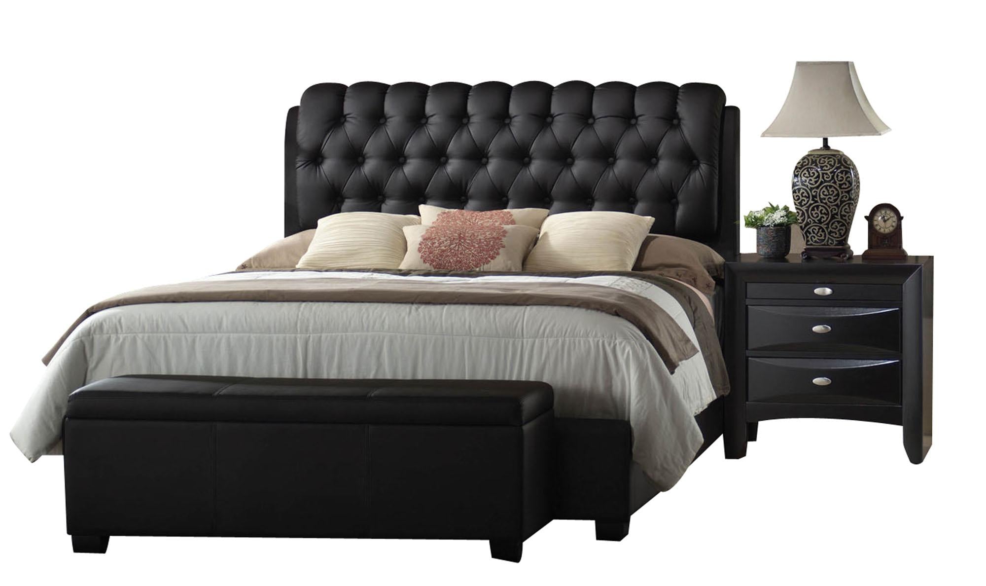 Ireland II Black PU Eastern King Bed - Luxury Home Furniture (MI)