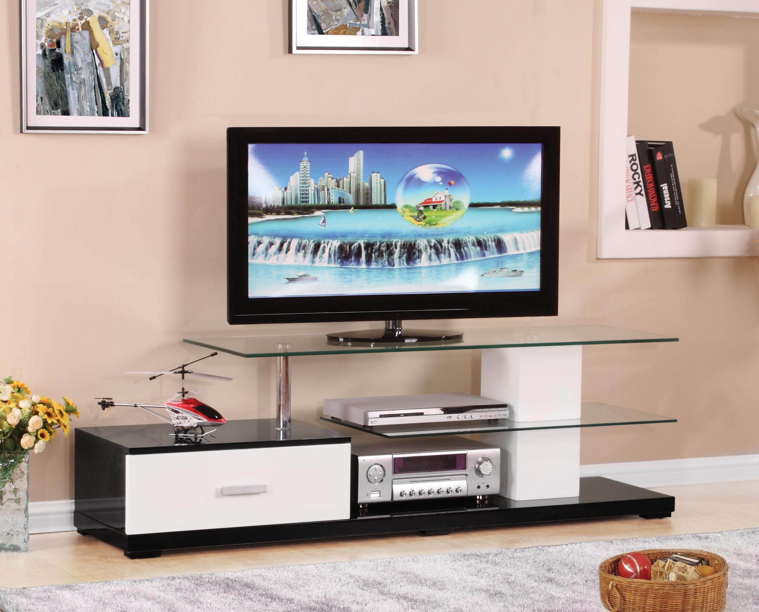 Ivana White & Black TV Stand - Luxury Home Furniture (MI)