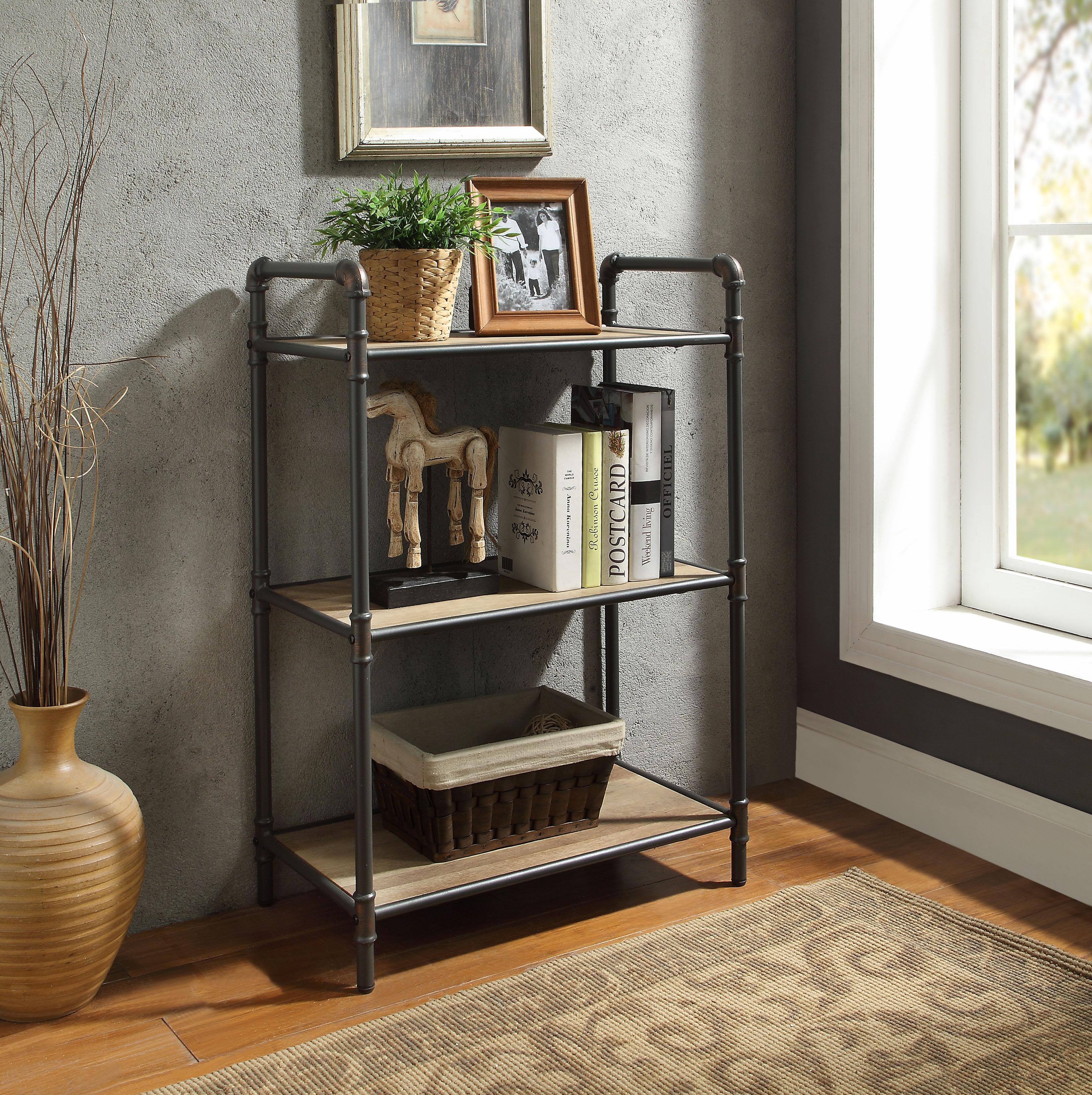 Itzel Antique Oak & Sandy Gray Bookshelf - Luxury Home Furniture (MI)