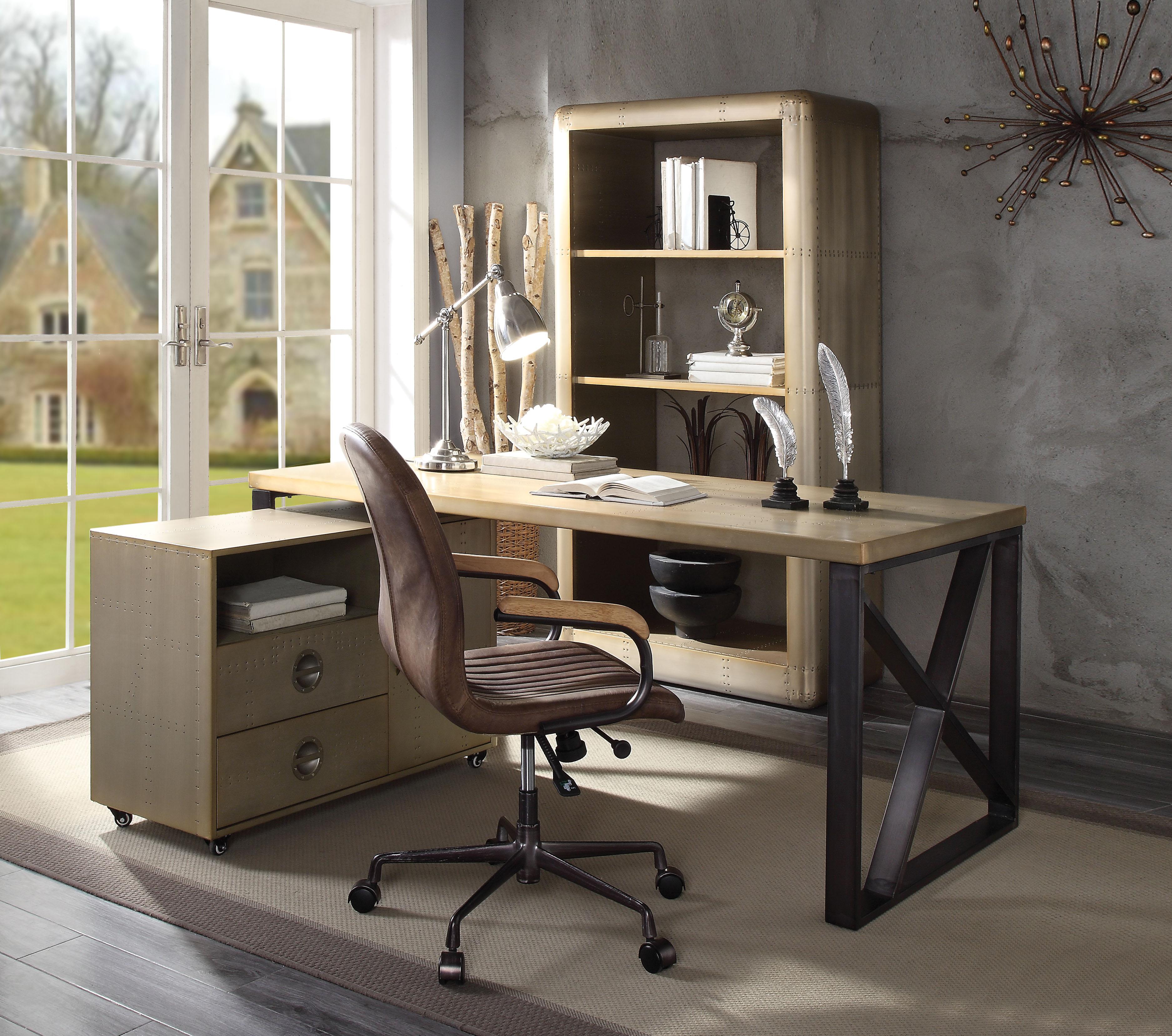 Jennavieve Gold Aluminum Desk - Luxury Home Furniture (MI)