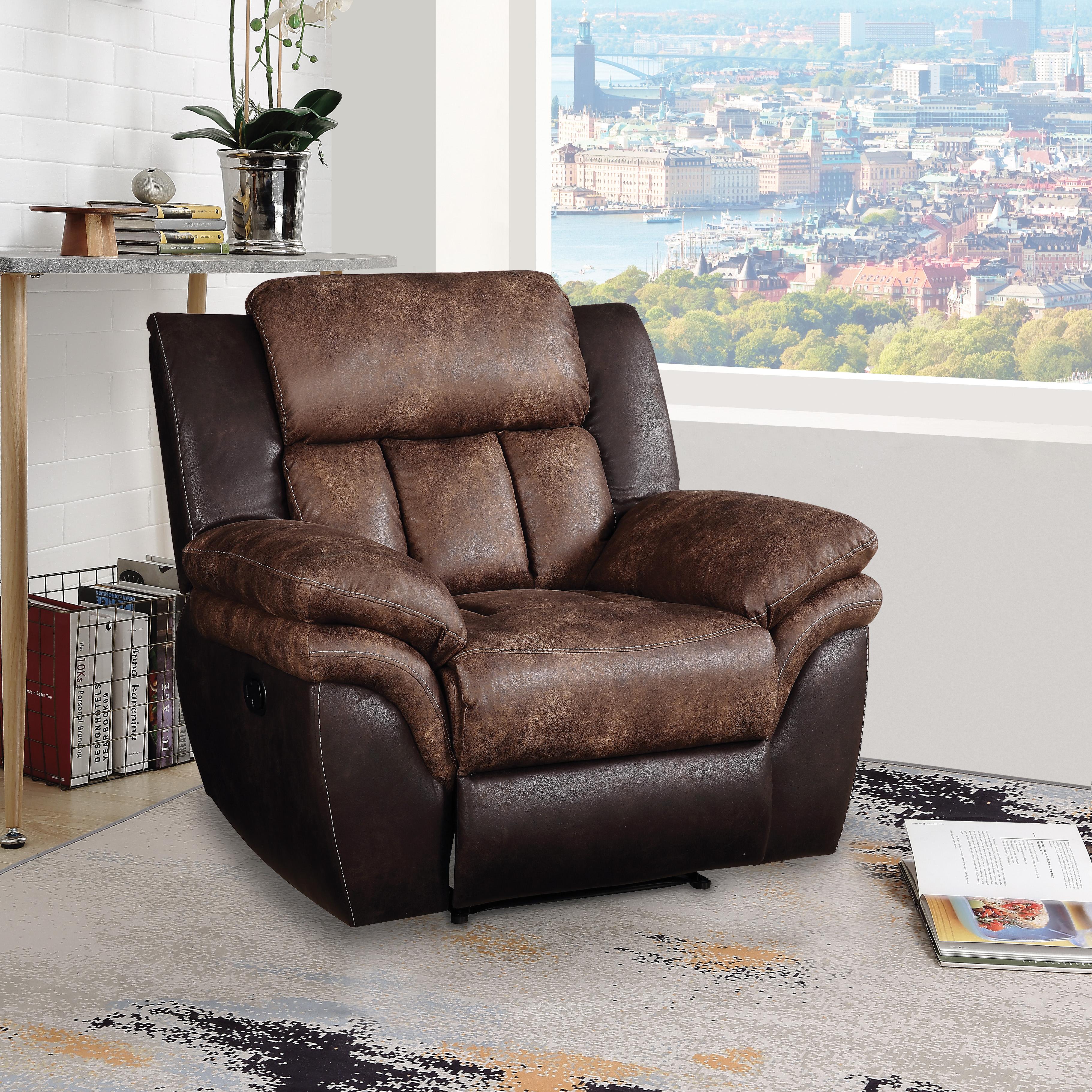 Jaylen Toffee & Espresso Polished Microfiber Recliner - Luxury Home Furniture (MI)
