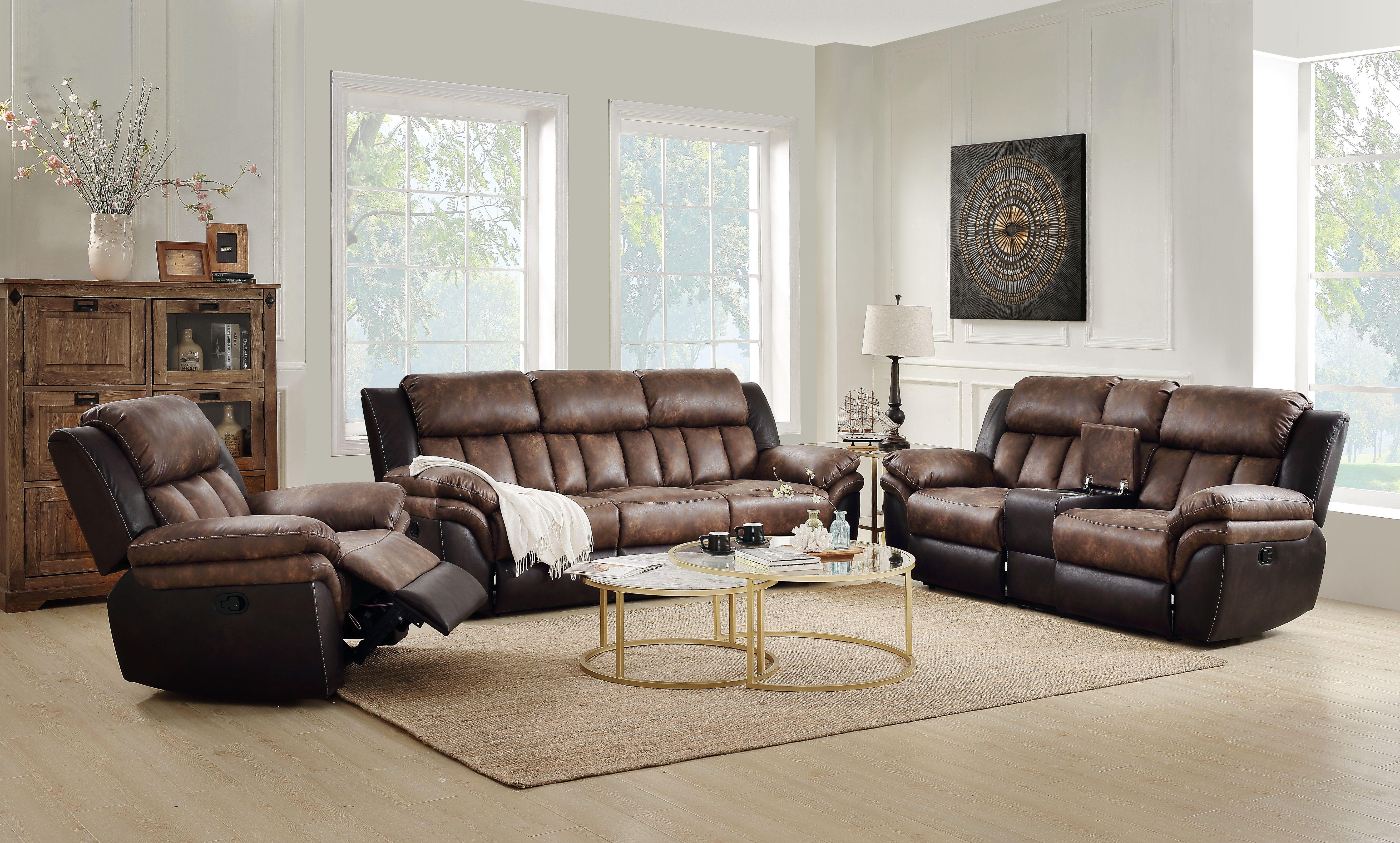 Jaylen Toffee & Espresso Polished Microfiber Sofa (Motion) - Luxury Home Furniture (MI)