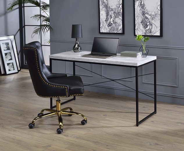 Jurgen Antique White & Black Desk - Luxury Home Furniture (MI)