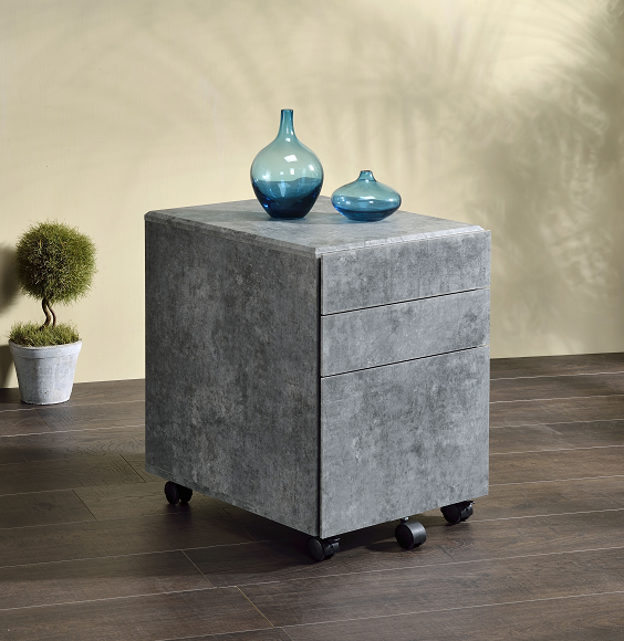 Jurgen Faux Concrete & Silver File Cabinet - Luxury Home Furniture (MI)