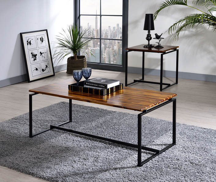 Jurgen Oak & Black 3Pc Pack Coffee/End Set - Luxury Home Furniture (MI)