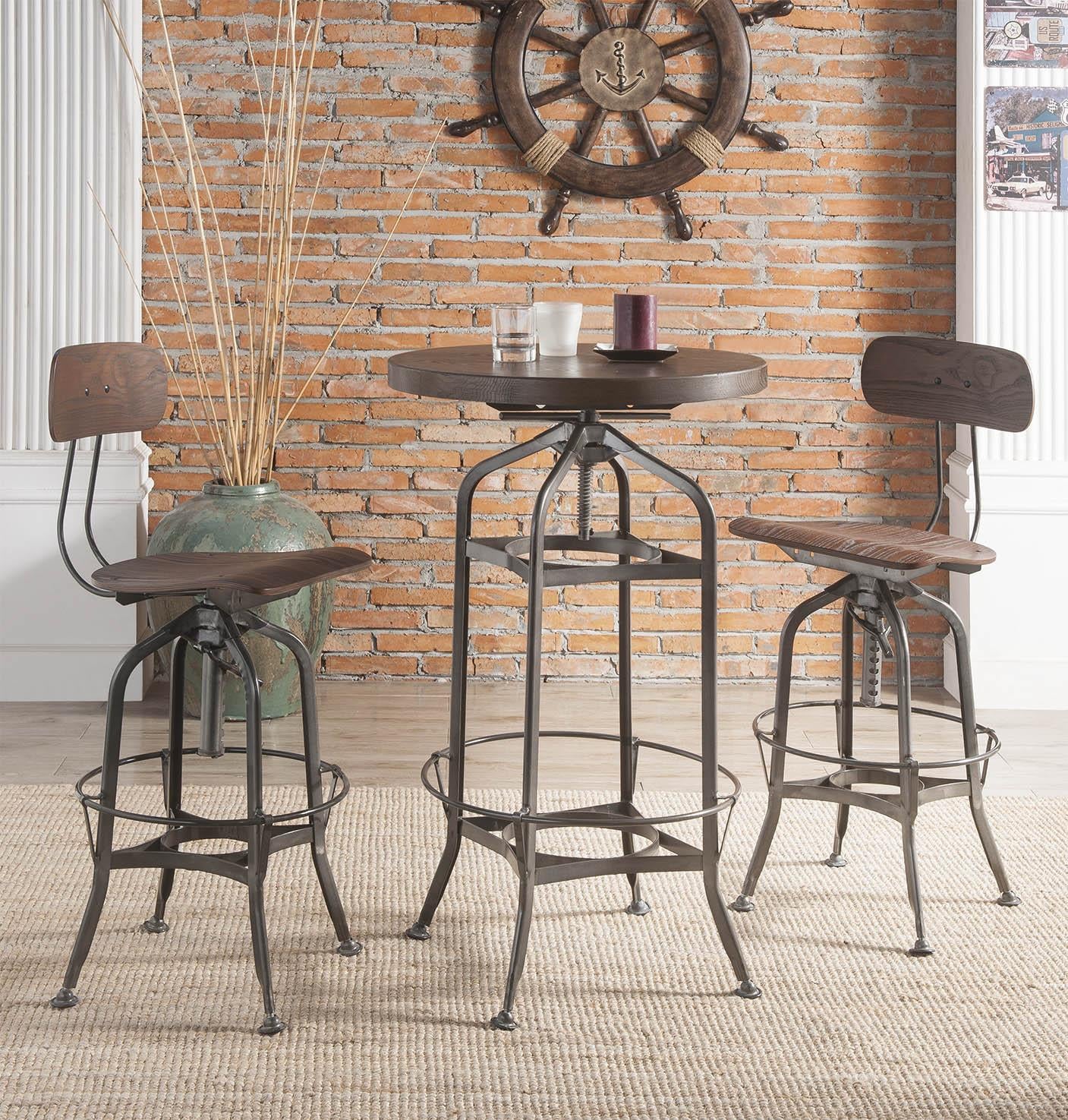 Kaeso Walnut & Gunmetal Bar Table - Luxury Home Furniture (MI)