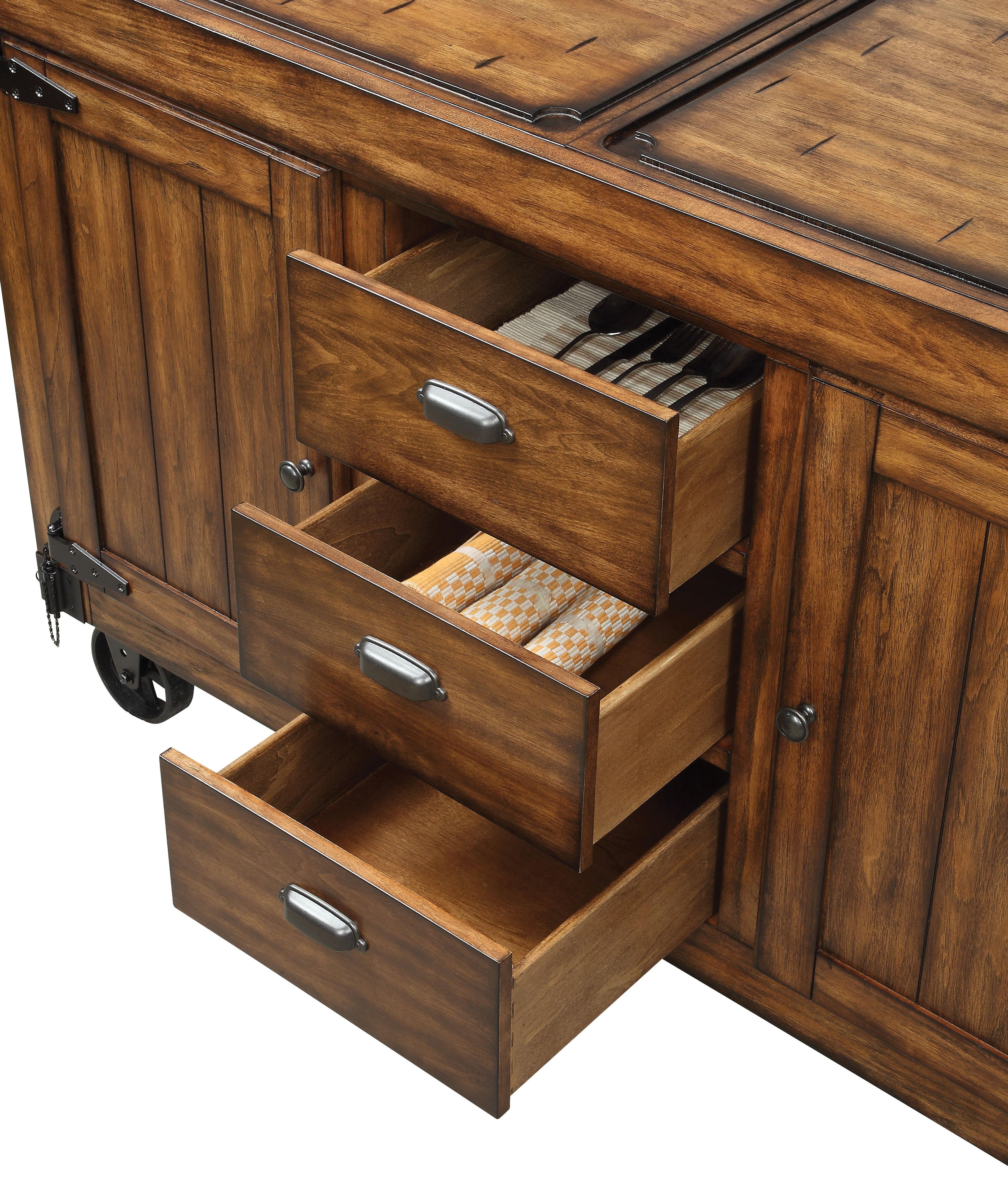 Kabili Antique Tobacco Kitchen Cart - Luxury Home Furniture (MI)
