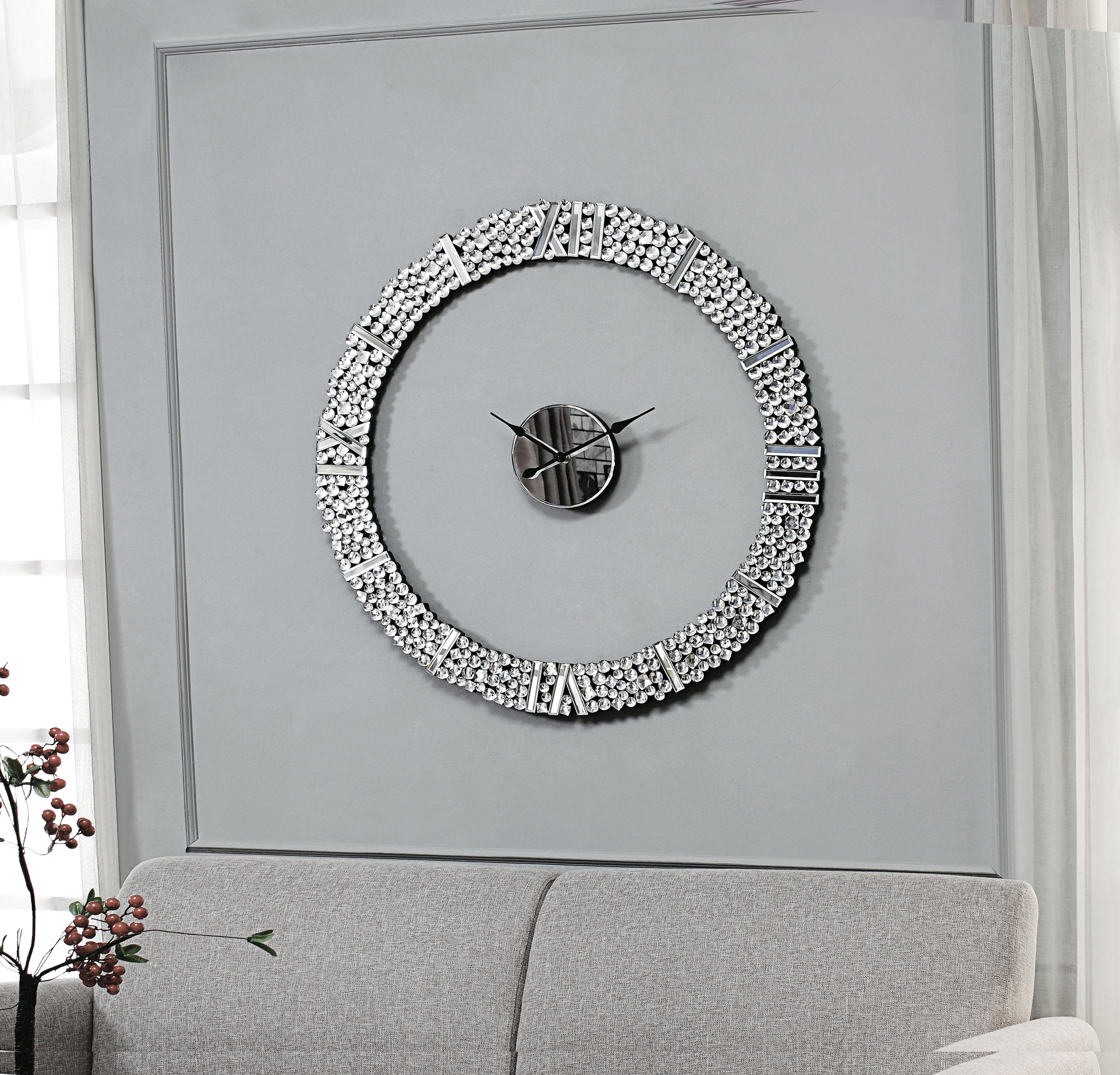 Kachina Mirrored & Faux Gems Wall Clock - Luxury Home Furniture (MI)