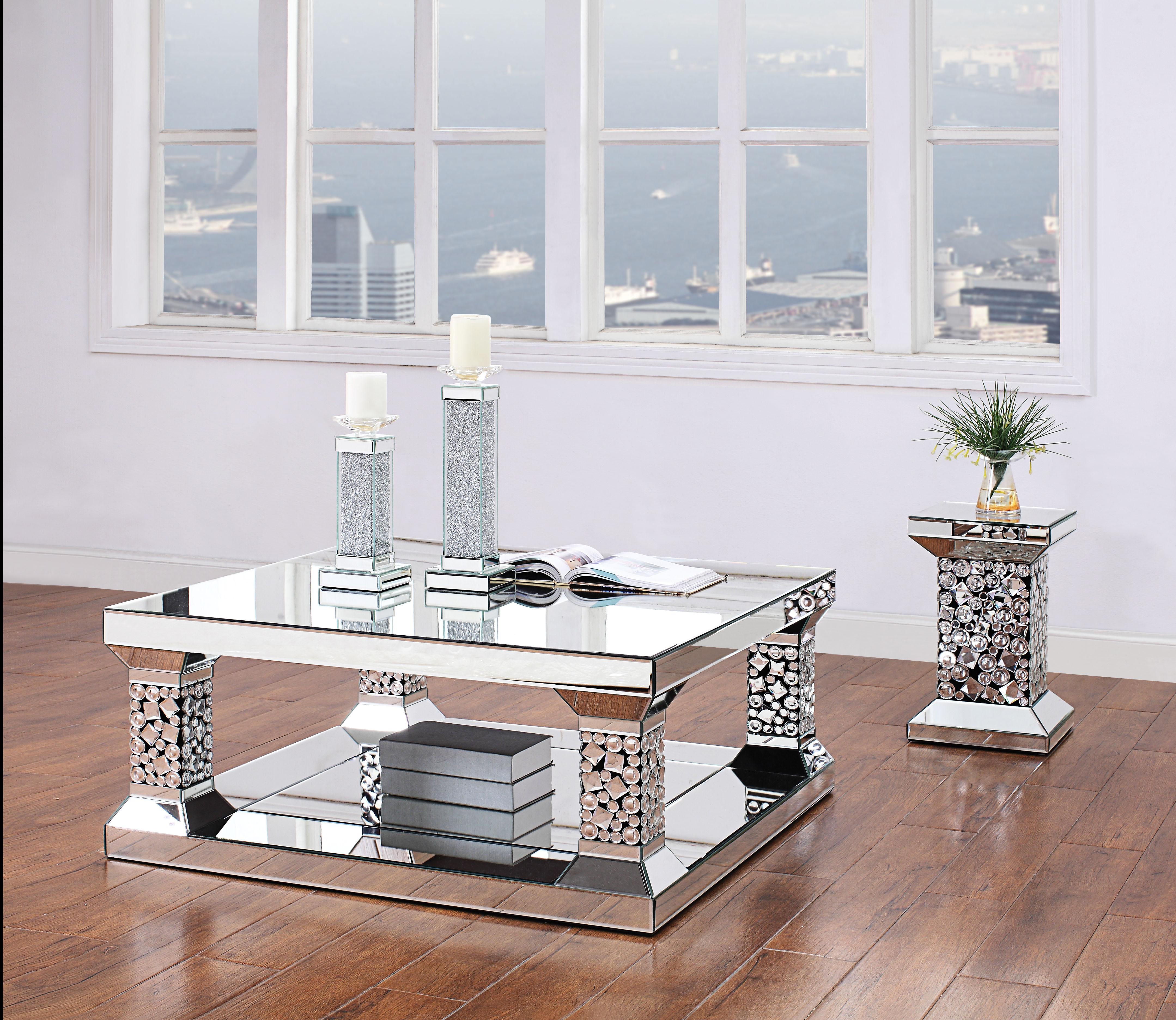 Kachina Mirrored & Faux Gems Coffee Table - Luxury Home Furniture (MI)