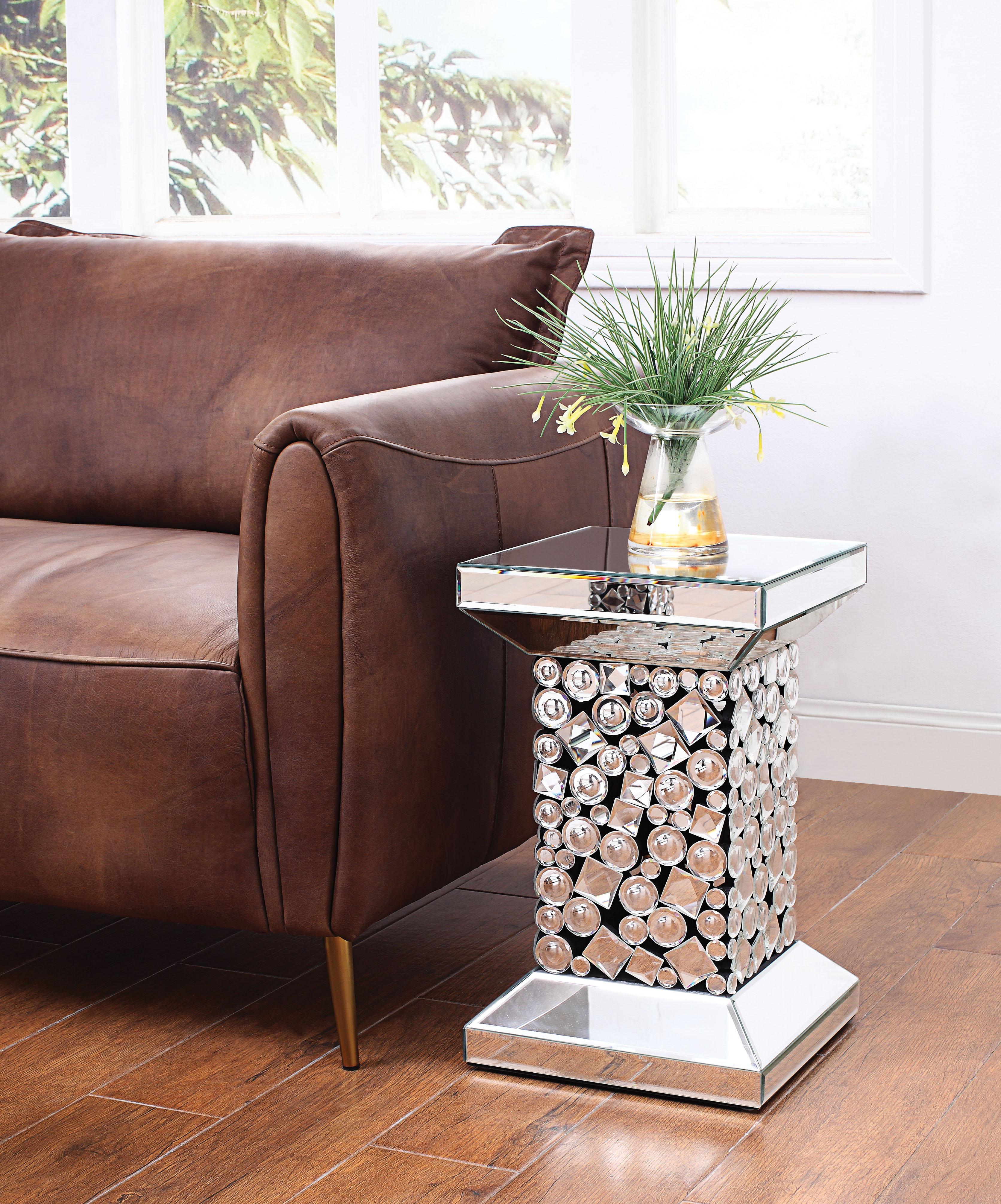 Kachina Mirrored & Faux Gems End Table - Luxury Home Furniture (MI)