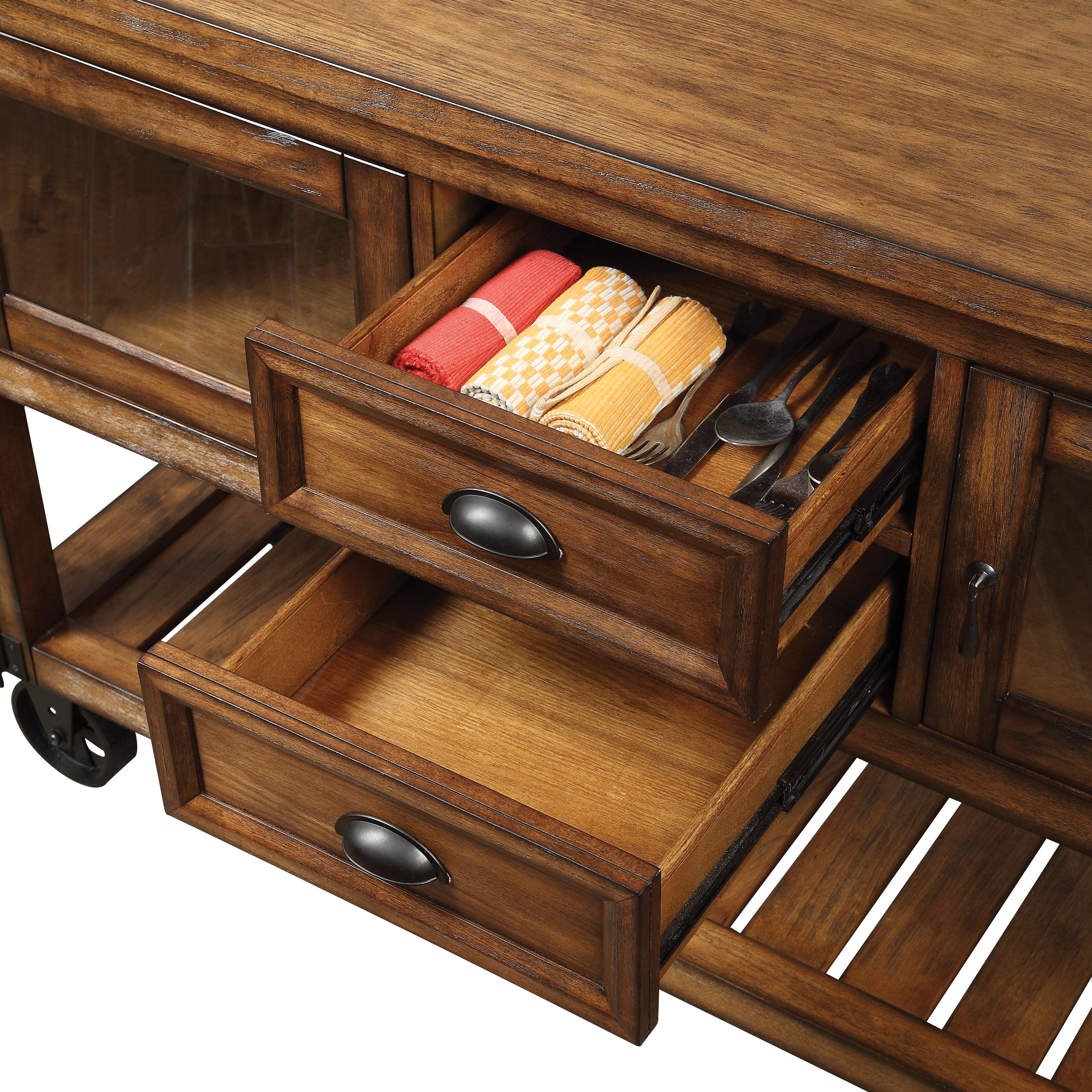 Kadri Distressed Chestnut Kitchen Cart - Luxury Home Furniture (MI)