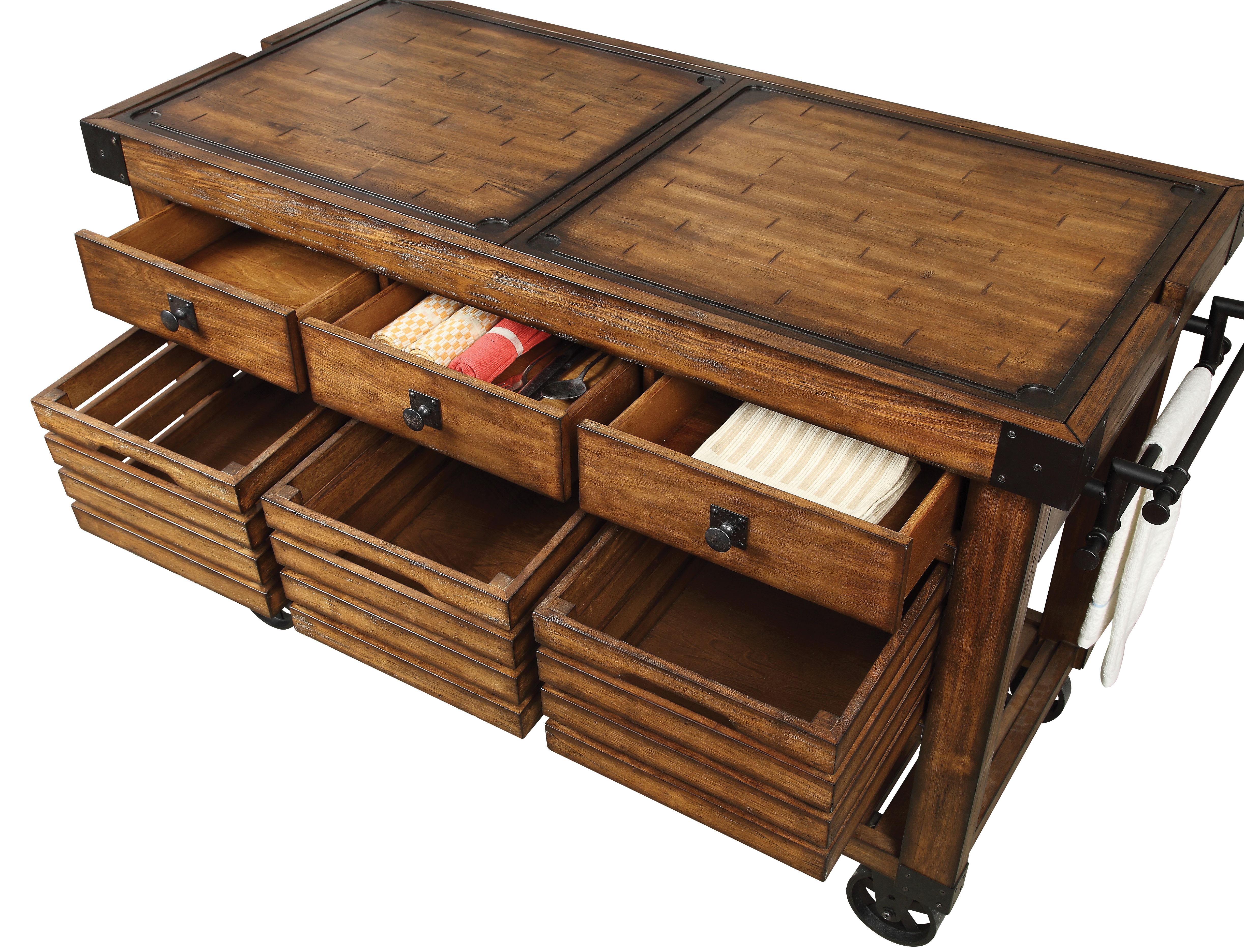 Kaif Distressed Chestnut Kitchen Cart - Luxury Home Furniture (MI)