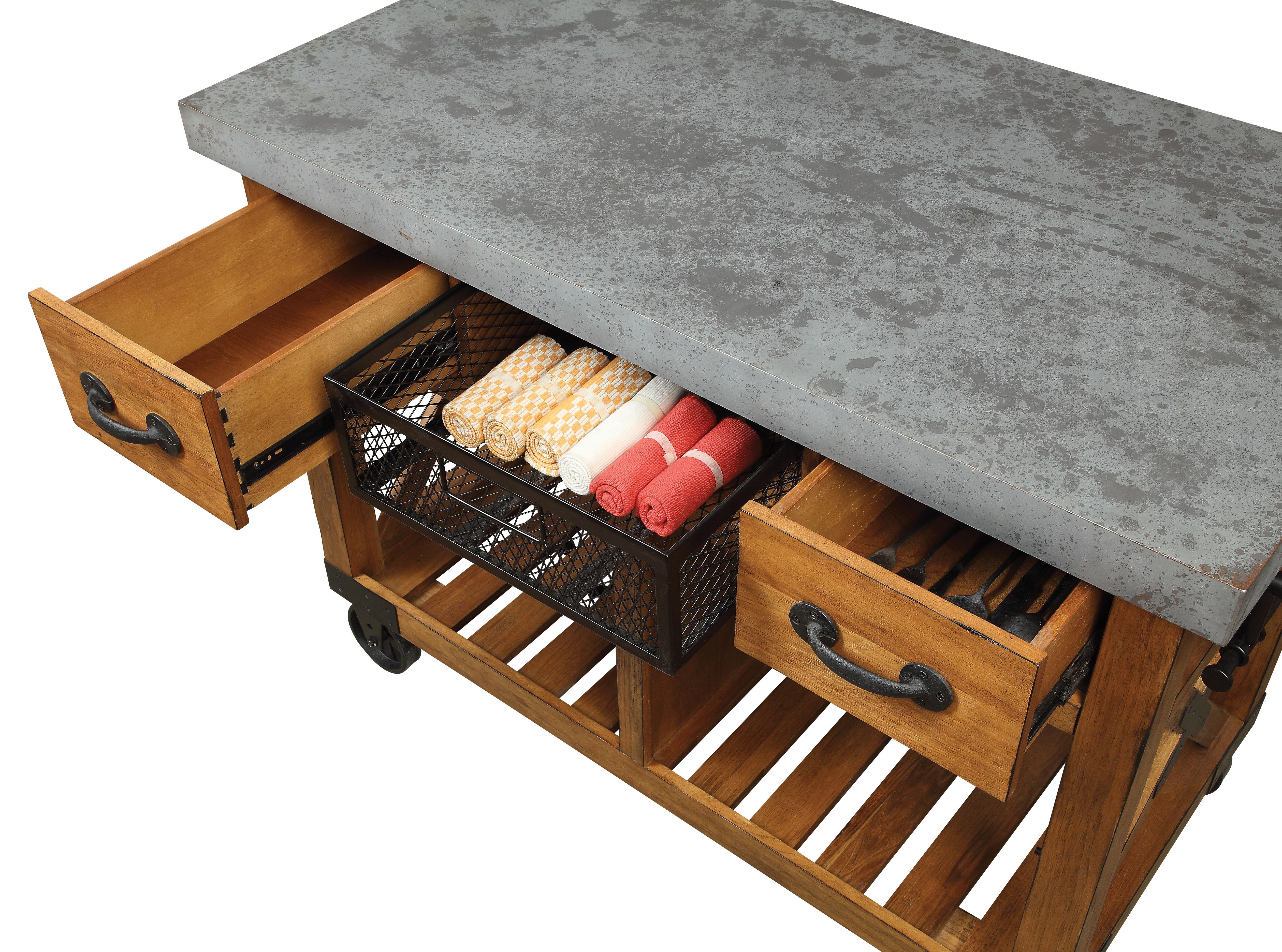 Kailey Antique Oak Kitchen Cart - Luxury Home Furniture (MI)