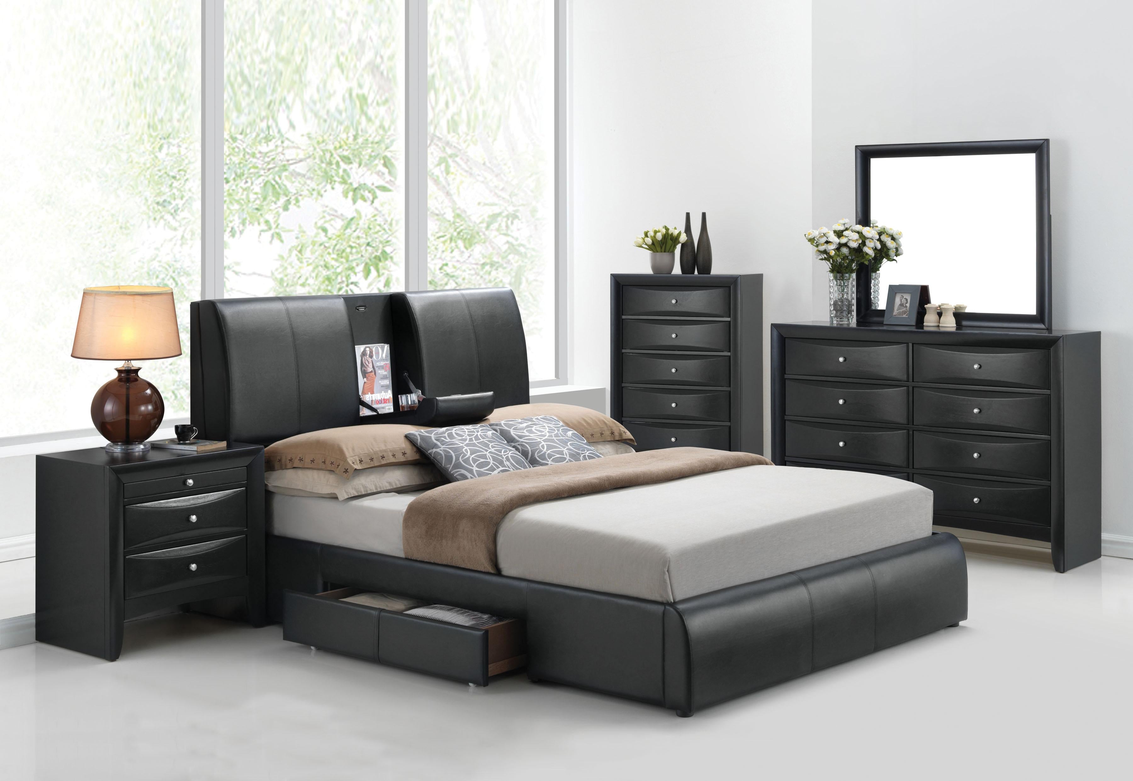 Kofi Black PU Eastern King Bed - Luxury Home Furniture (MI)
