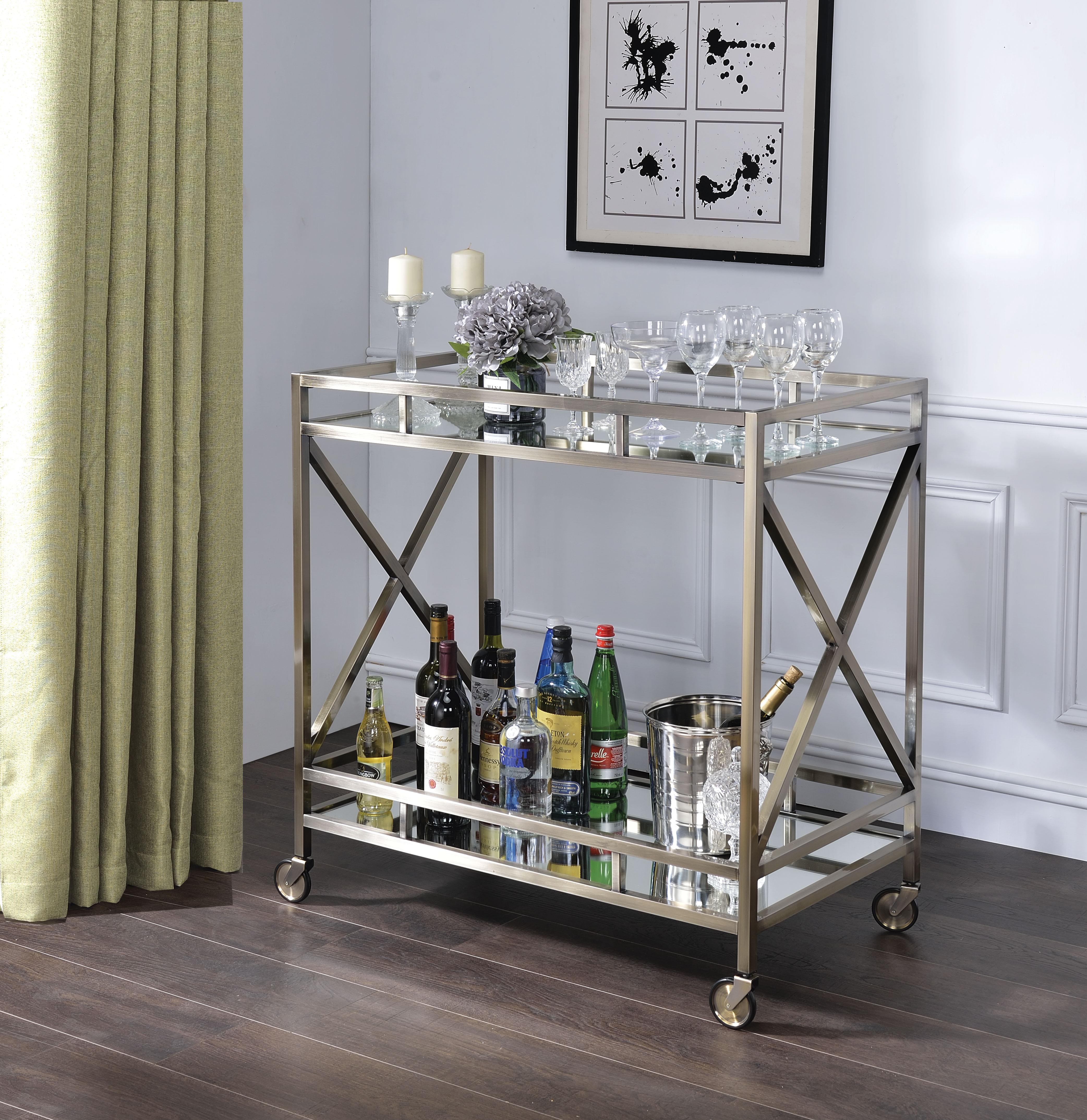 Kristensen Antique Gold & Mirror Serving Cart - Luxury Home Furniture (MI)