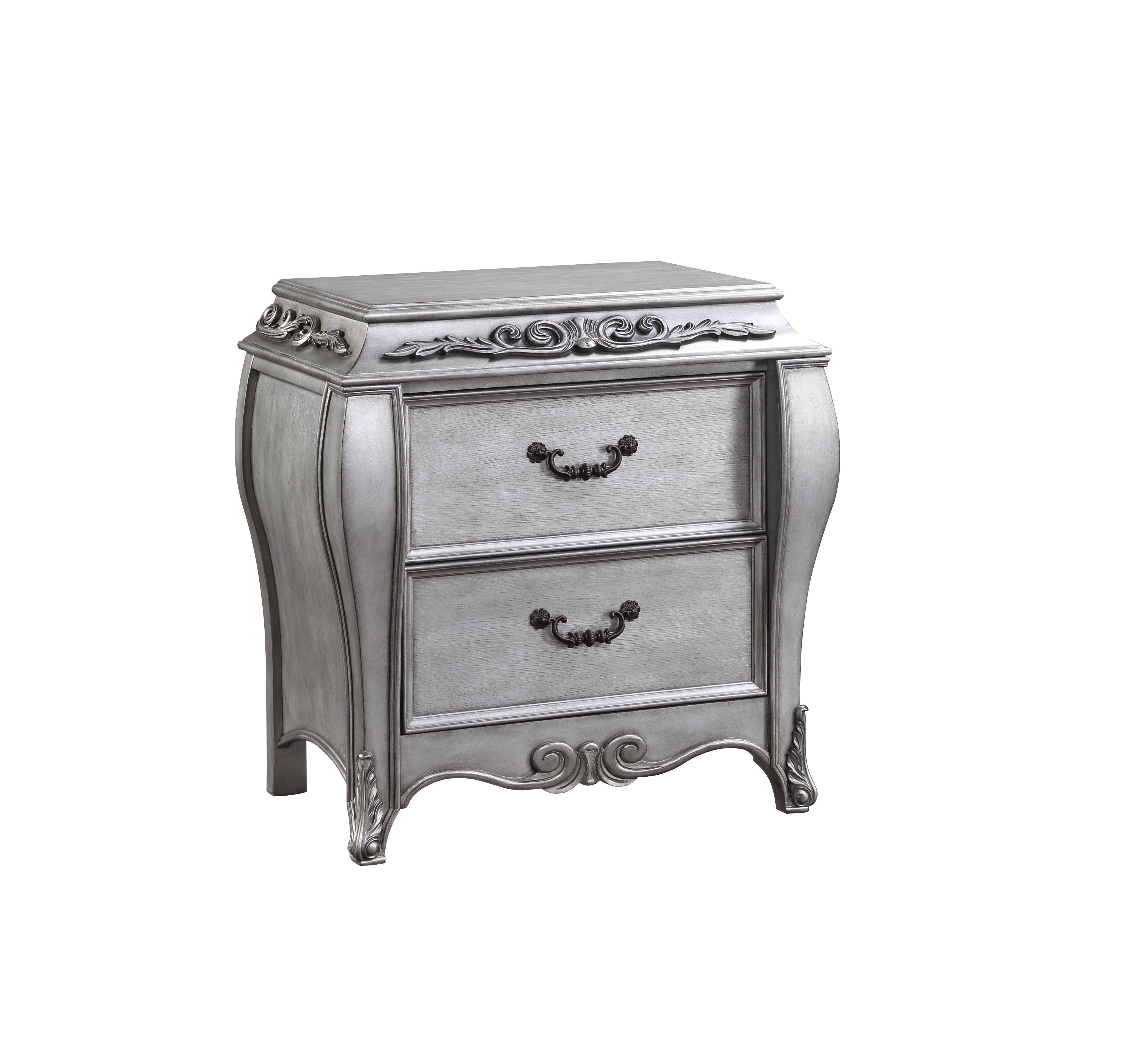 Leonora Vintage Platinum Nightstand - Luxury Home Furniture (MI)