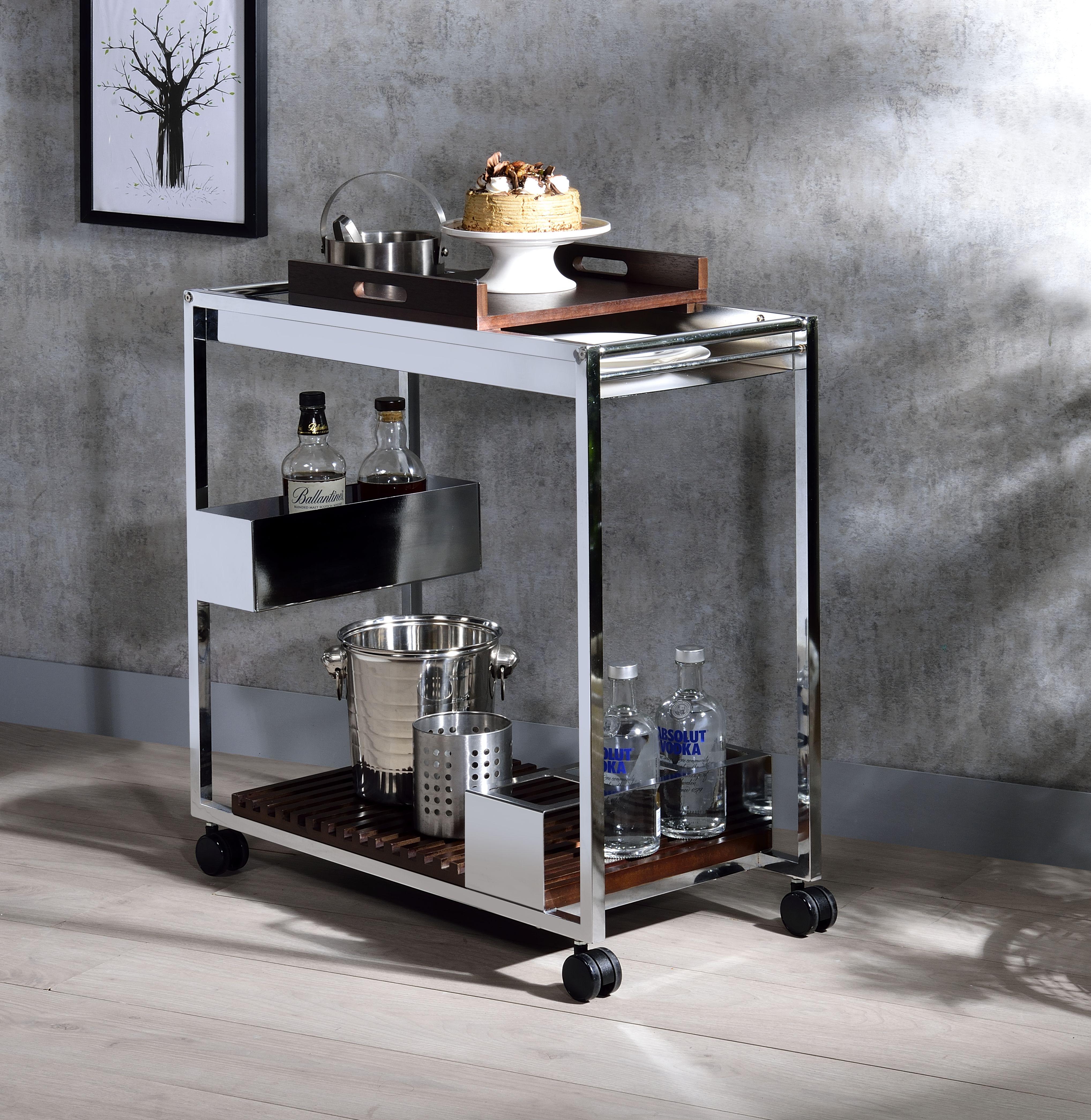 Lisses Chrome Serving Cart - Luxury Home Furniture (MI)