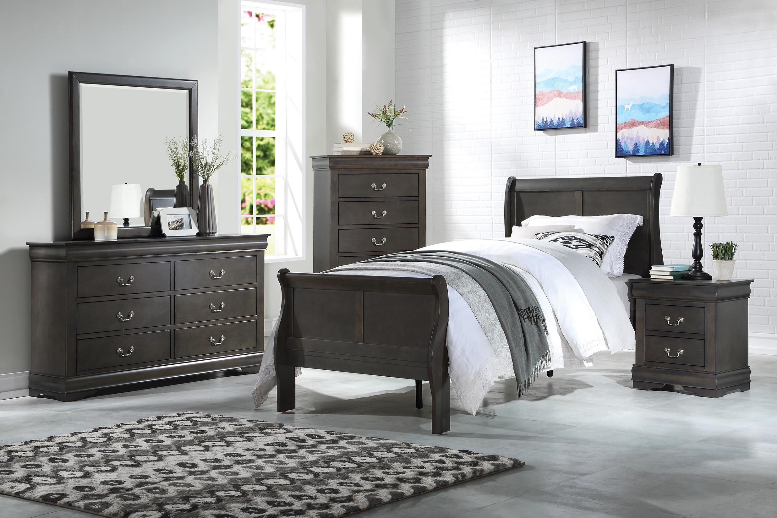 Louis Philippe Dark Gray Full Bed - Luxury Home Furniture (MI)