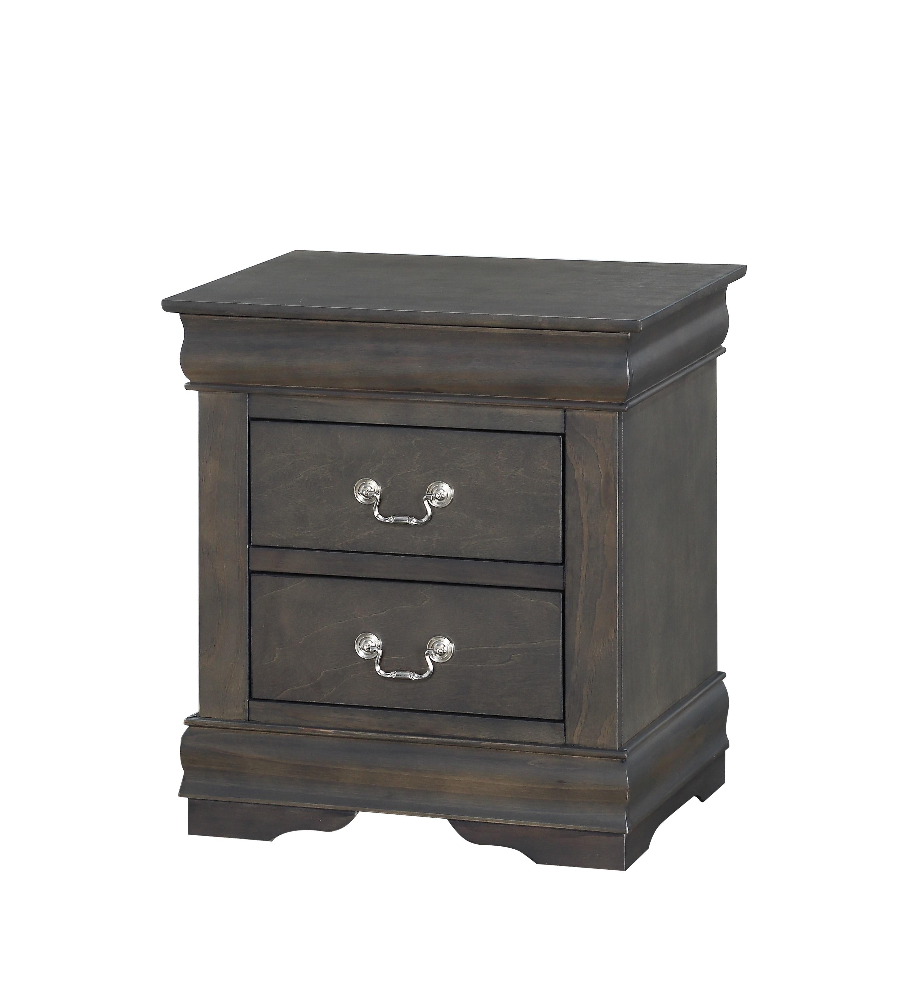Louis Philippe Dark Gray Nightstand - Luxury Home Furniture (MI)