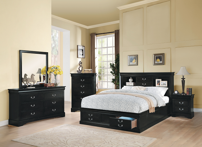 Louis Philippe III Black Eastern King Bed - Luxury Home Furniture (MI)