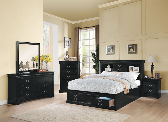 Louis Philippe III Black Queen Bed - Luxury Home Furniture (MI)