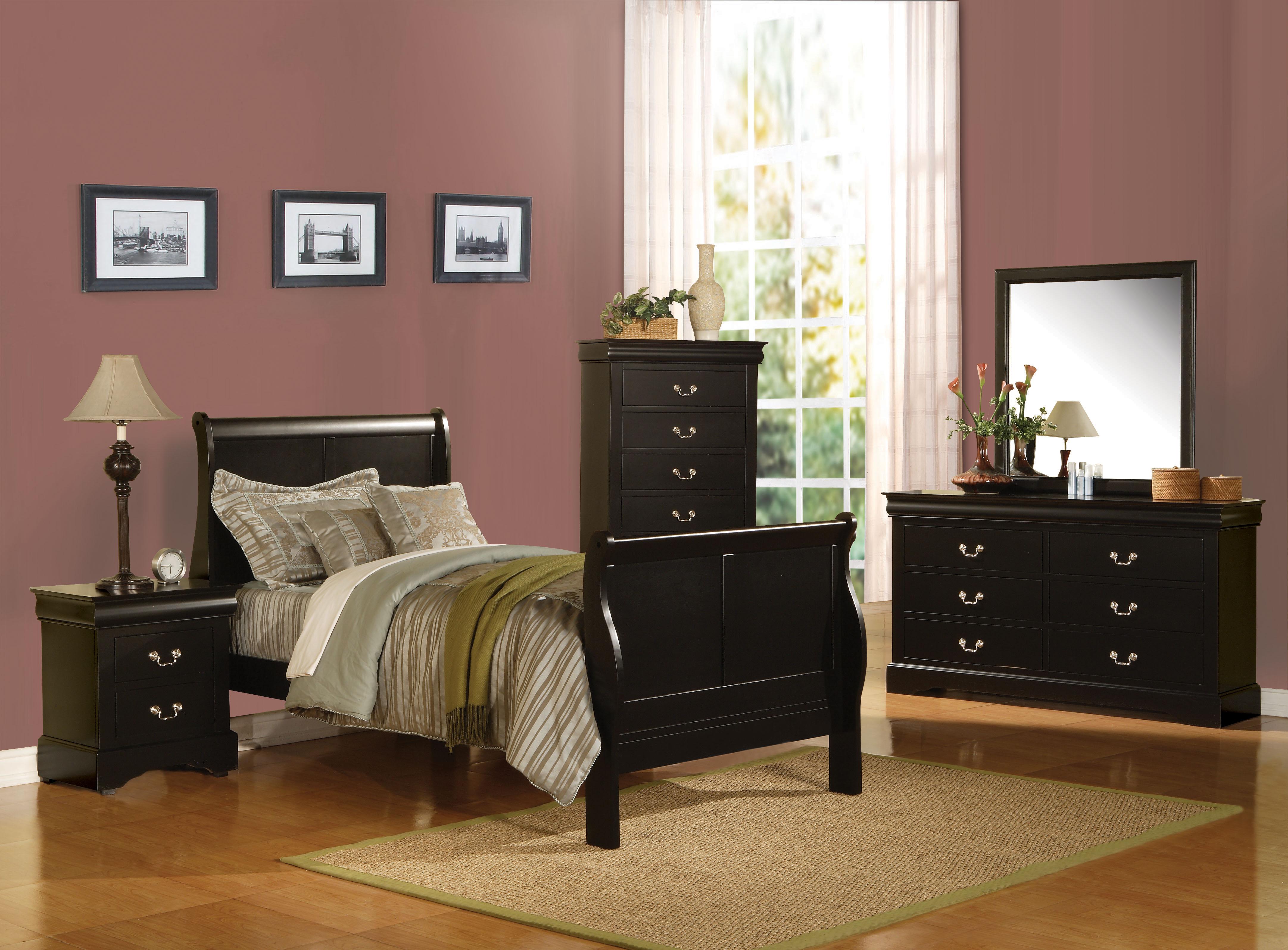 Louis Philippe III Black Twin Bed - Luxury Home Furniture (MI)