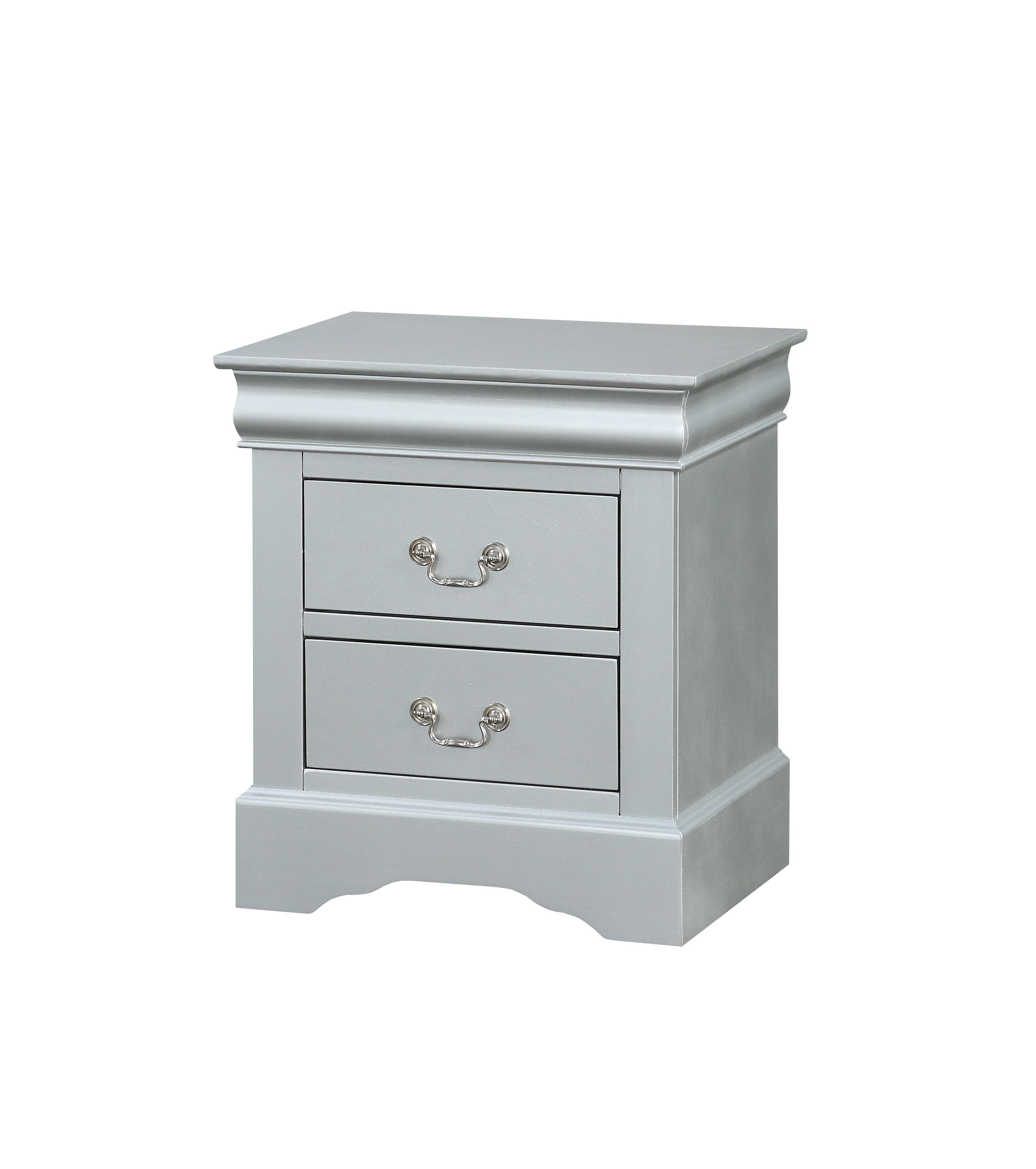 Louis Philippe III Platinum Nightstand - Luxury Home Furniture (MI)