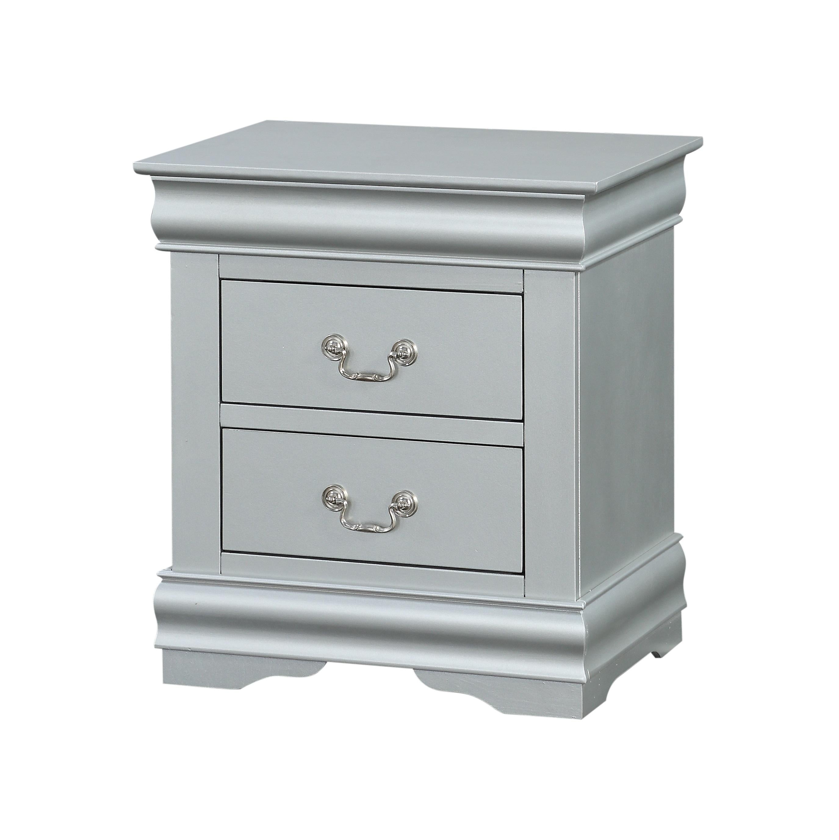 Louis Philippe Platinum Nightstand - Luxury Home Furniture (MI)
