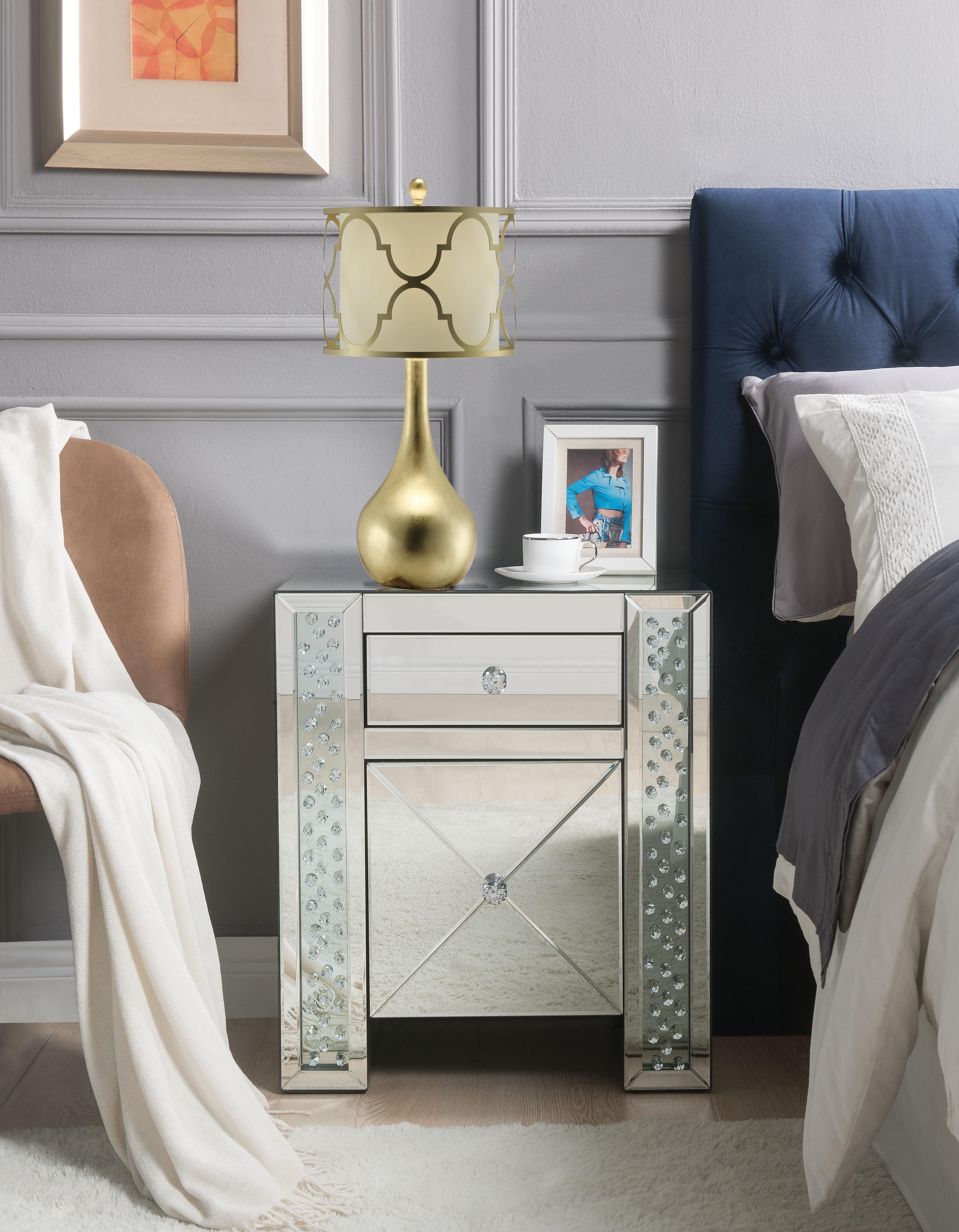 Maisha Mirrored & Faux Crystals Accent Table - Luxury Home Furniture (MI)