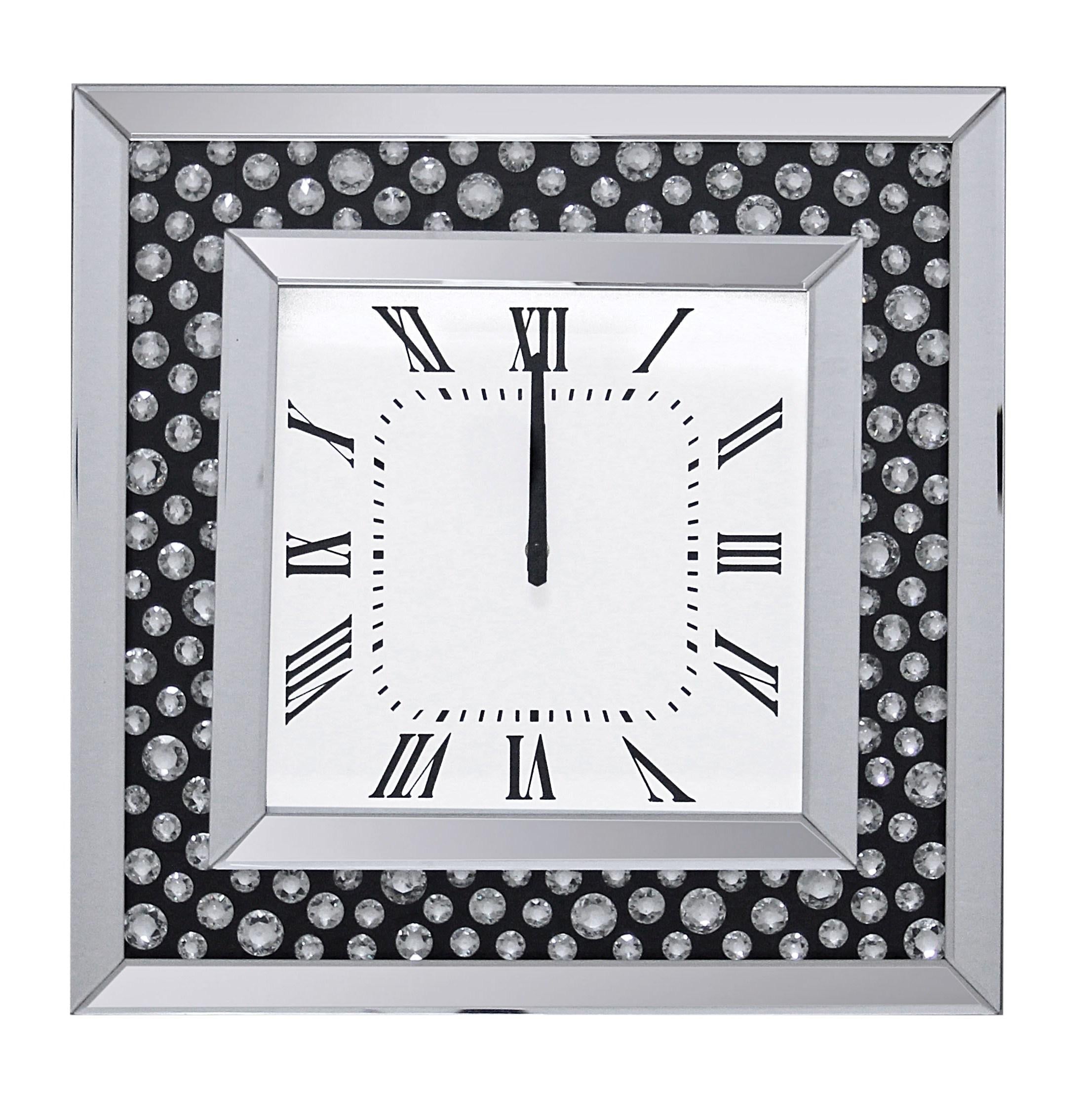 Marku Mirrored & Faux GemStones Wall Clock - Luxury Home Furniture (MI)