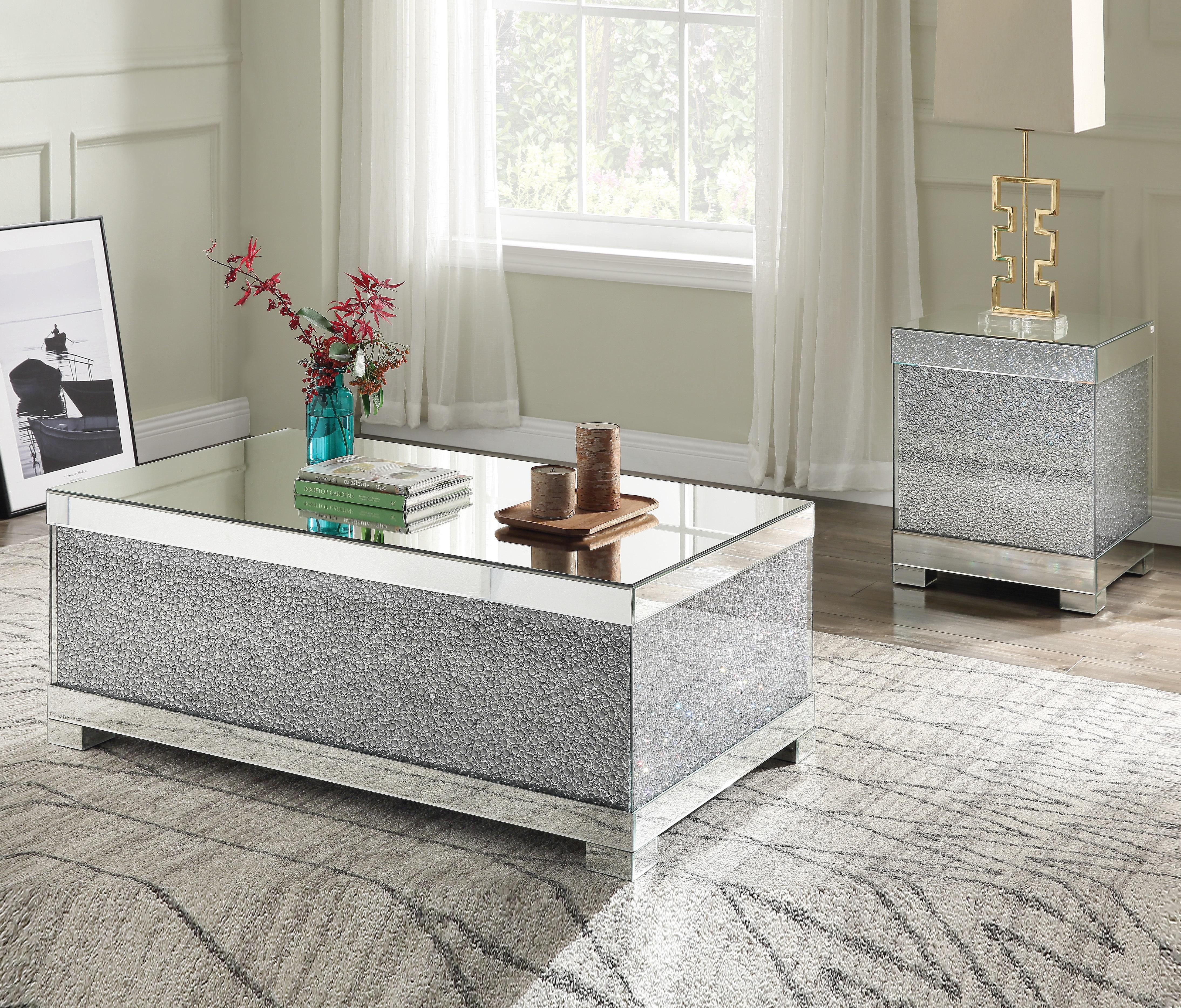 Mallika Mirrored & Faux Crystals Coffee Table - Luxury Home Furniture (MI)