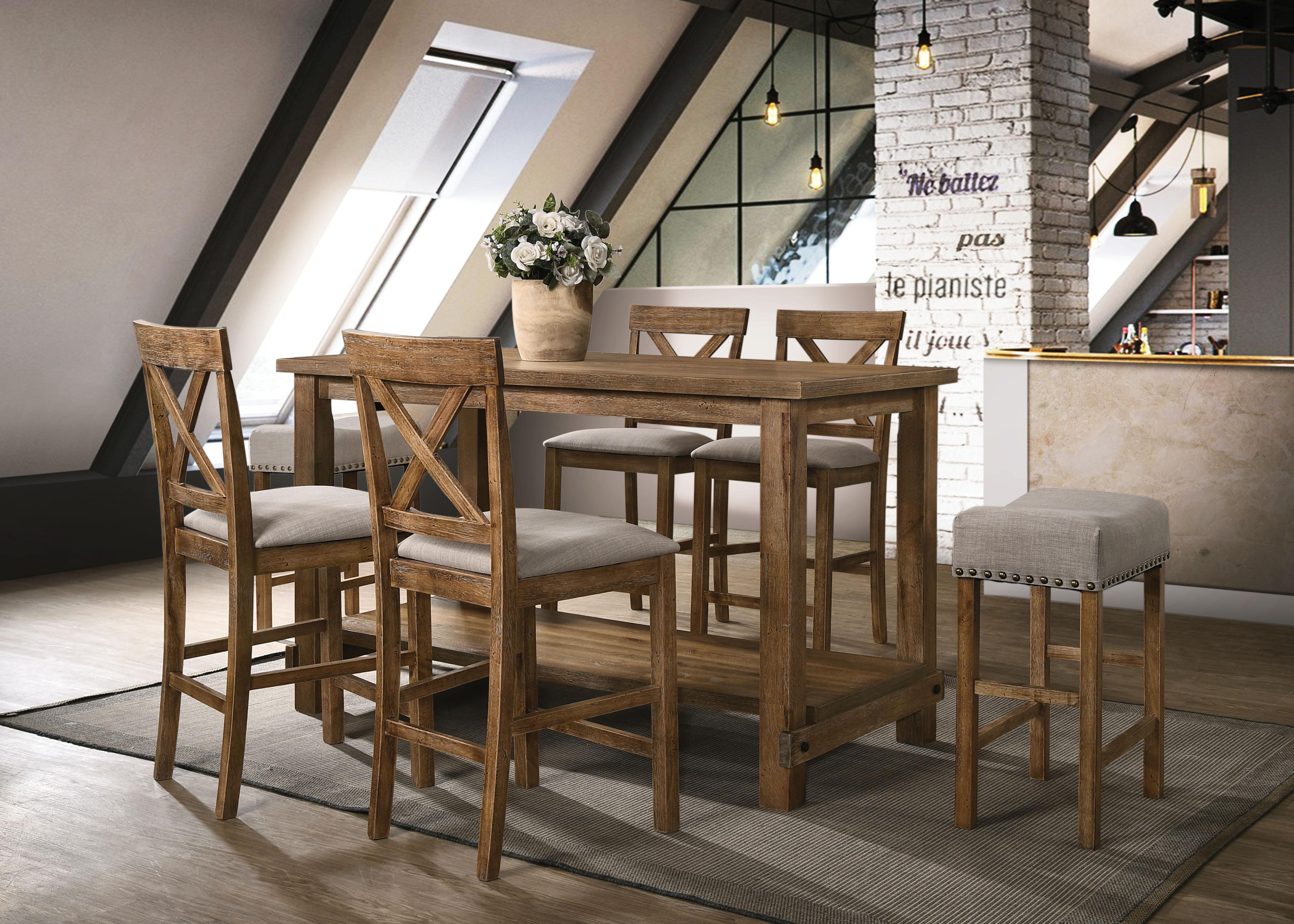 Martha II Weathered Oak Counter Height Table - Luxury Home Furniture (MI)