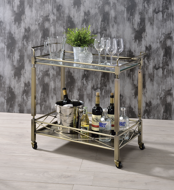 Matiesen Antique Gold & Clear Glass Serving Cart - Luxury Home Furniture (MI)