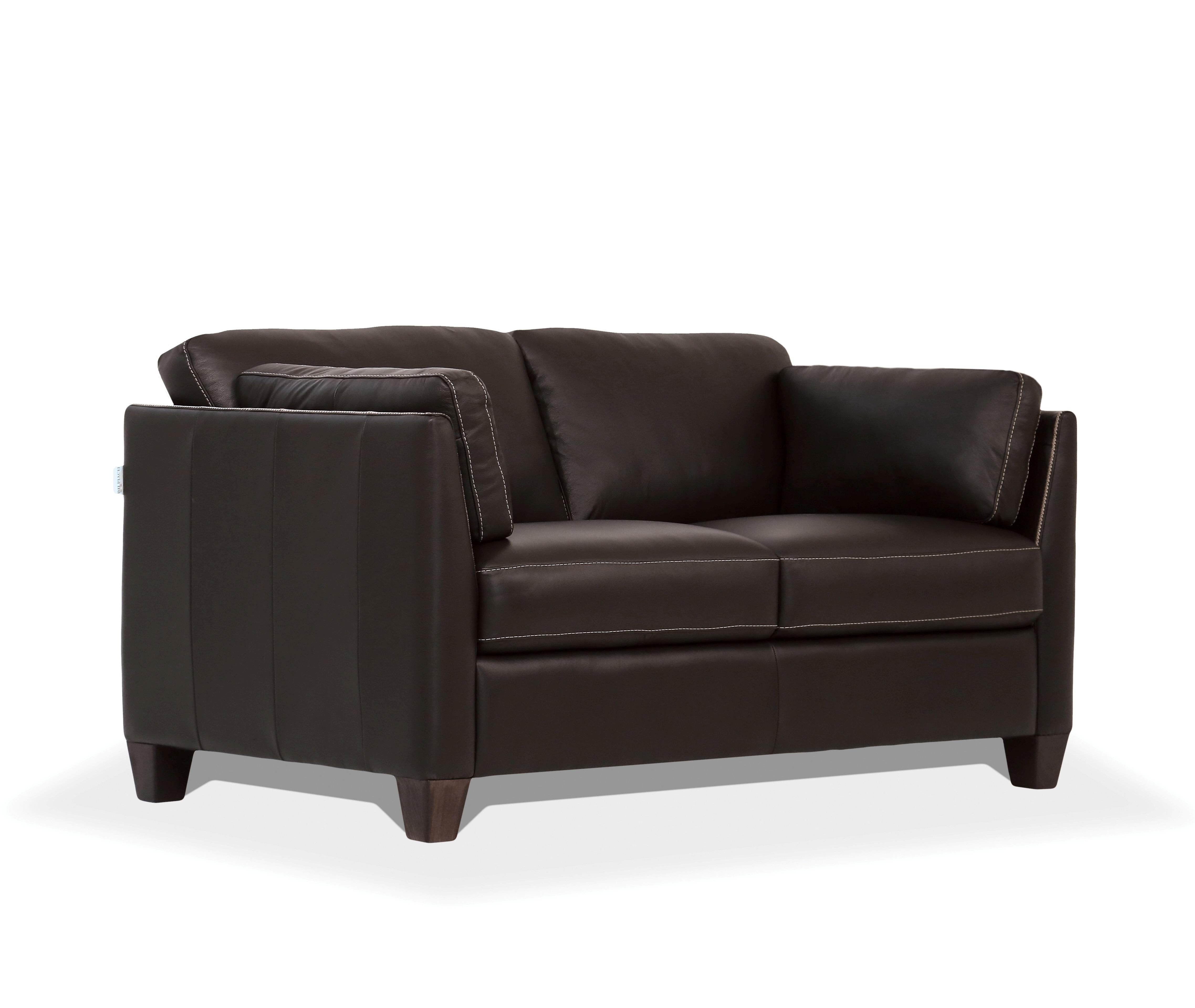 Matias Chocolate Leather Loveseat - Luxury Home Furniture (MI)