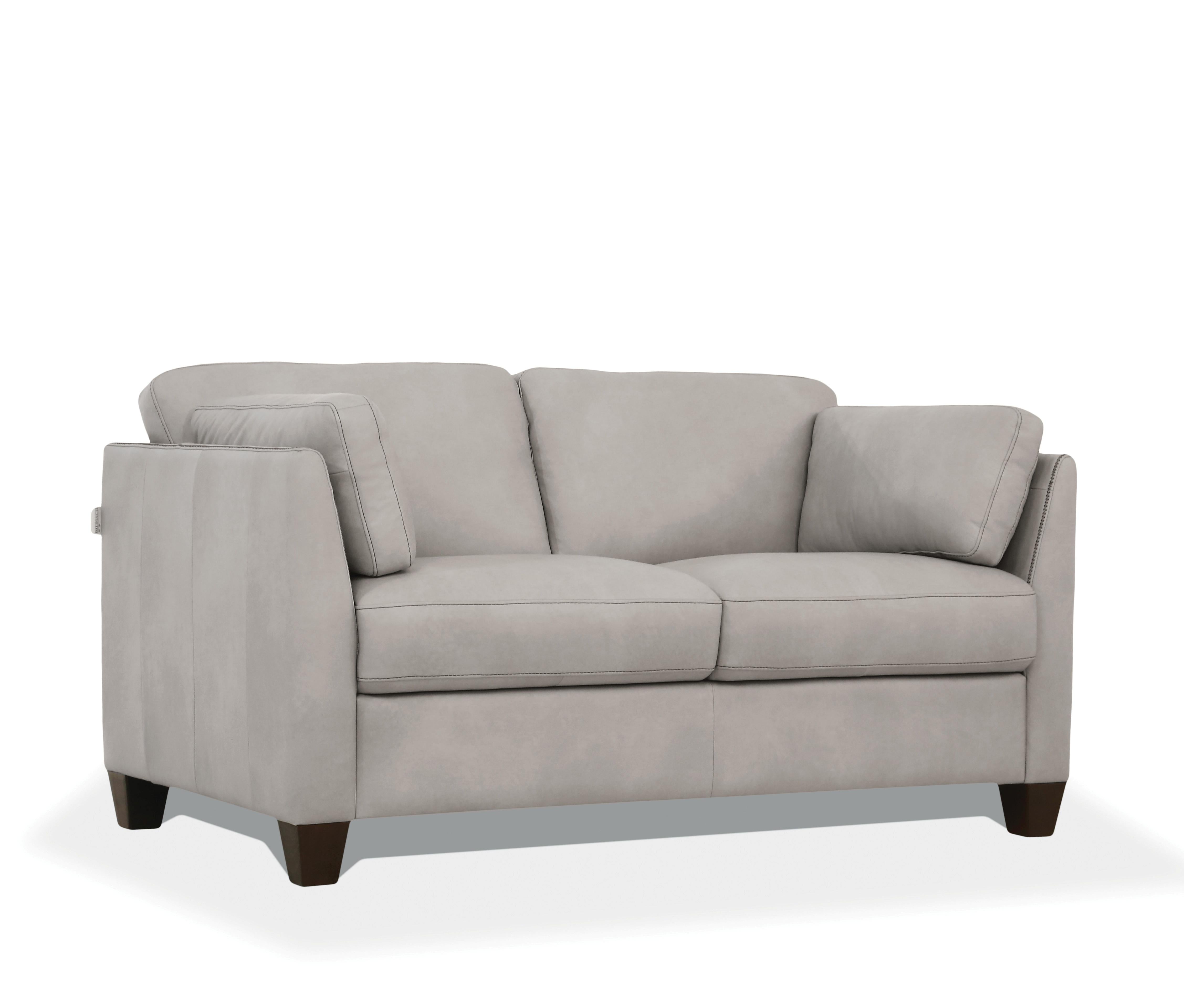 Matias Dusty White Leather Loveseat - Luxury Home Furniture (MI)
