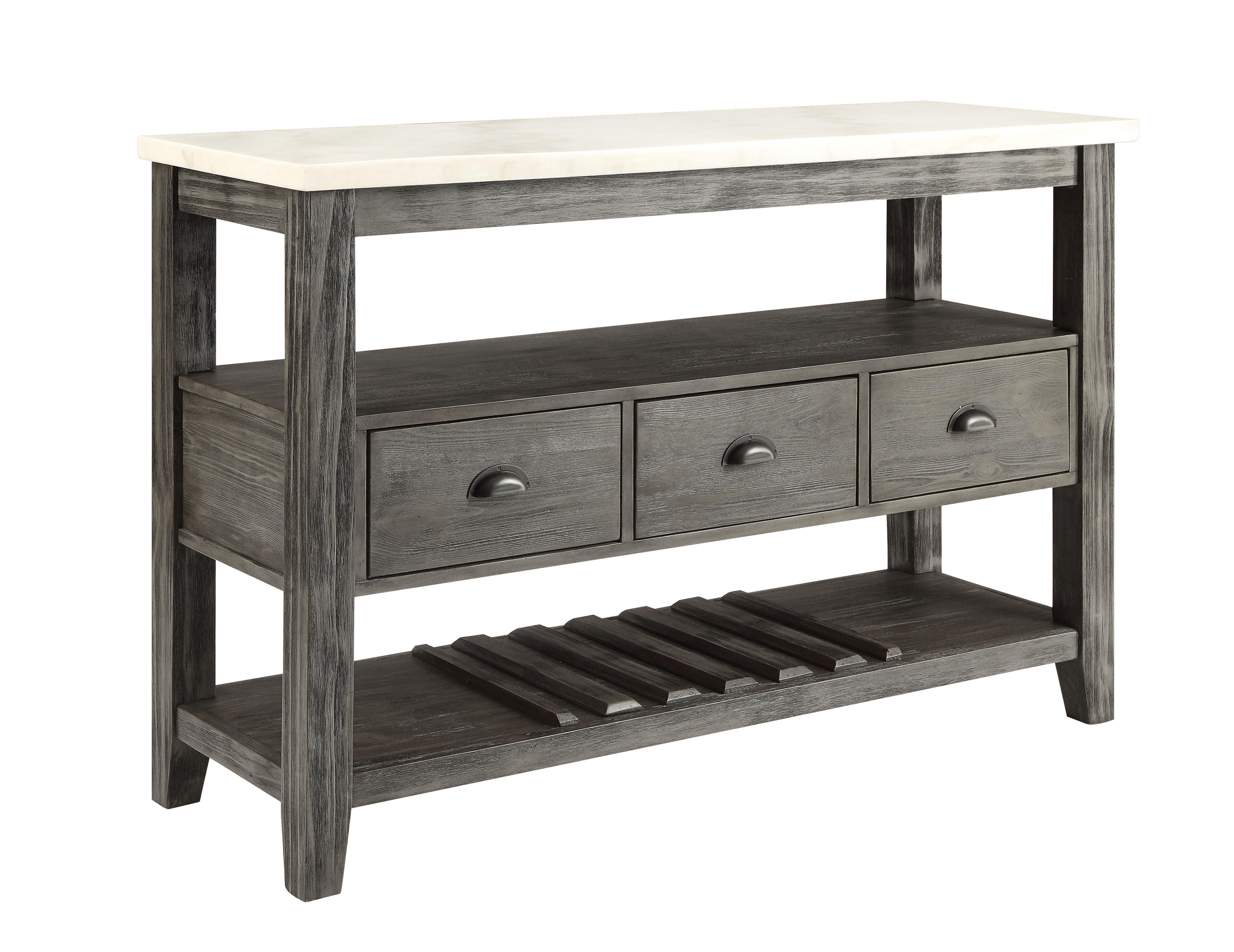 Merel White Marble & Gray Oak Server - Luxury Home Furniture (MI)