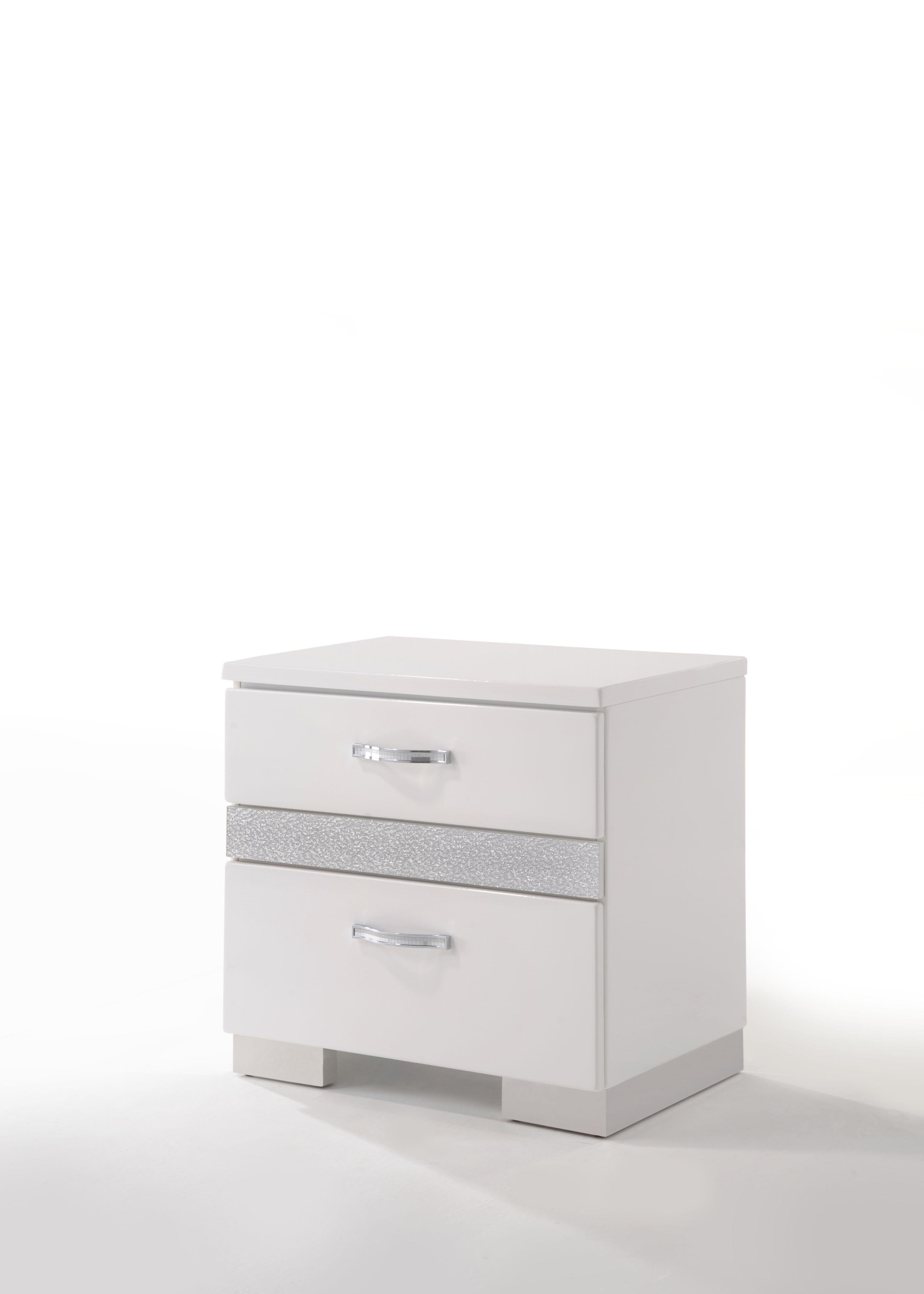 Naima II White High Gloss Nightstand - Luxury Home Furniture (MI)